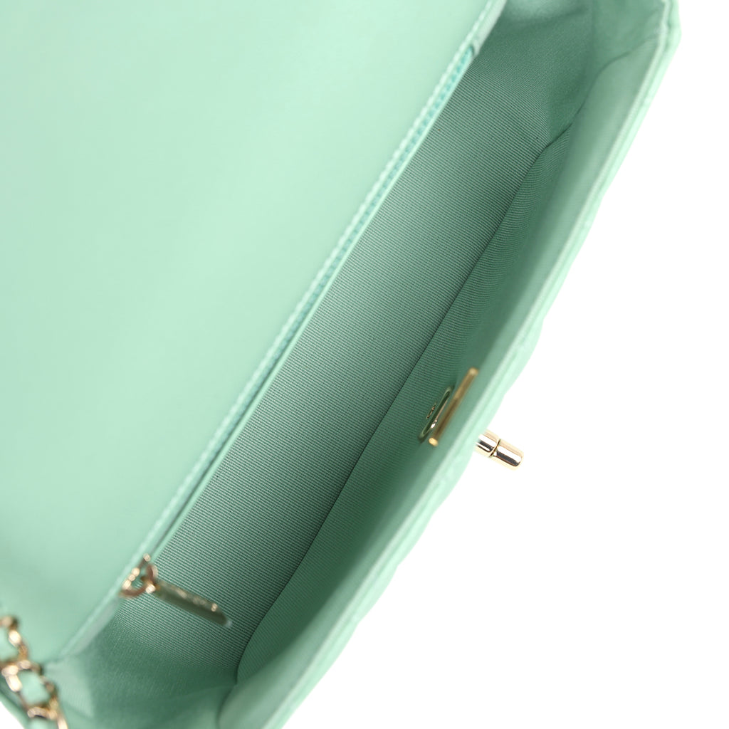 Chanel Candy Heart Mini Flap Bag Turquoise Lambskin Enamel and Light Gold Hardware - Image 12