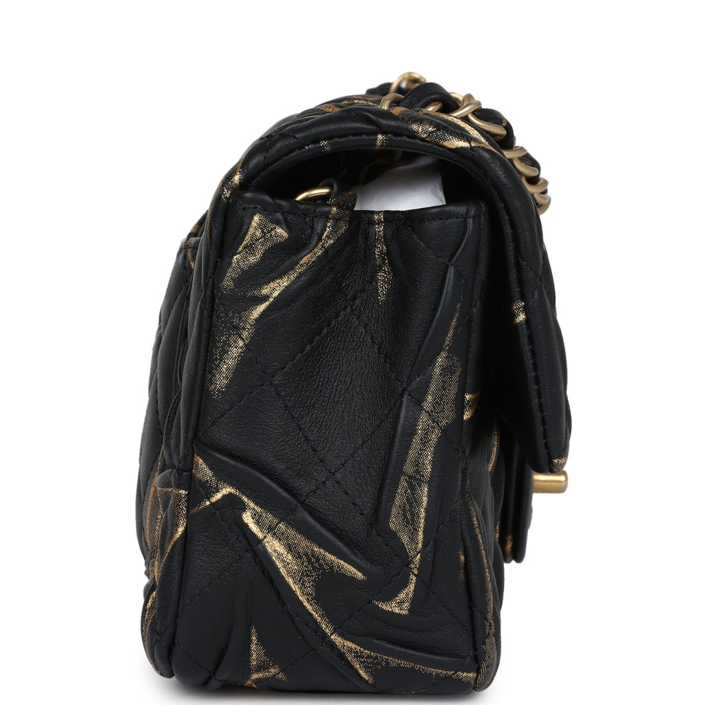 Chanel Mini Rectangular Flap Black and Gold Aged Calfskin Antique Gold Hardware - Image 4