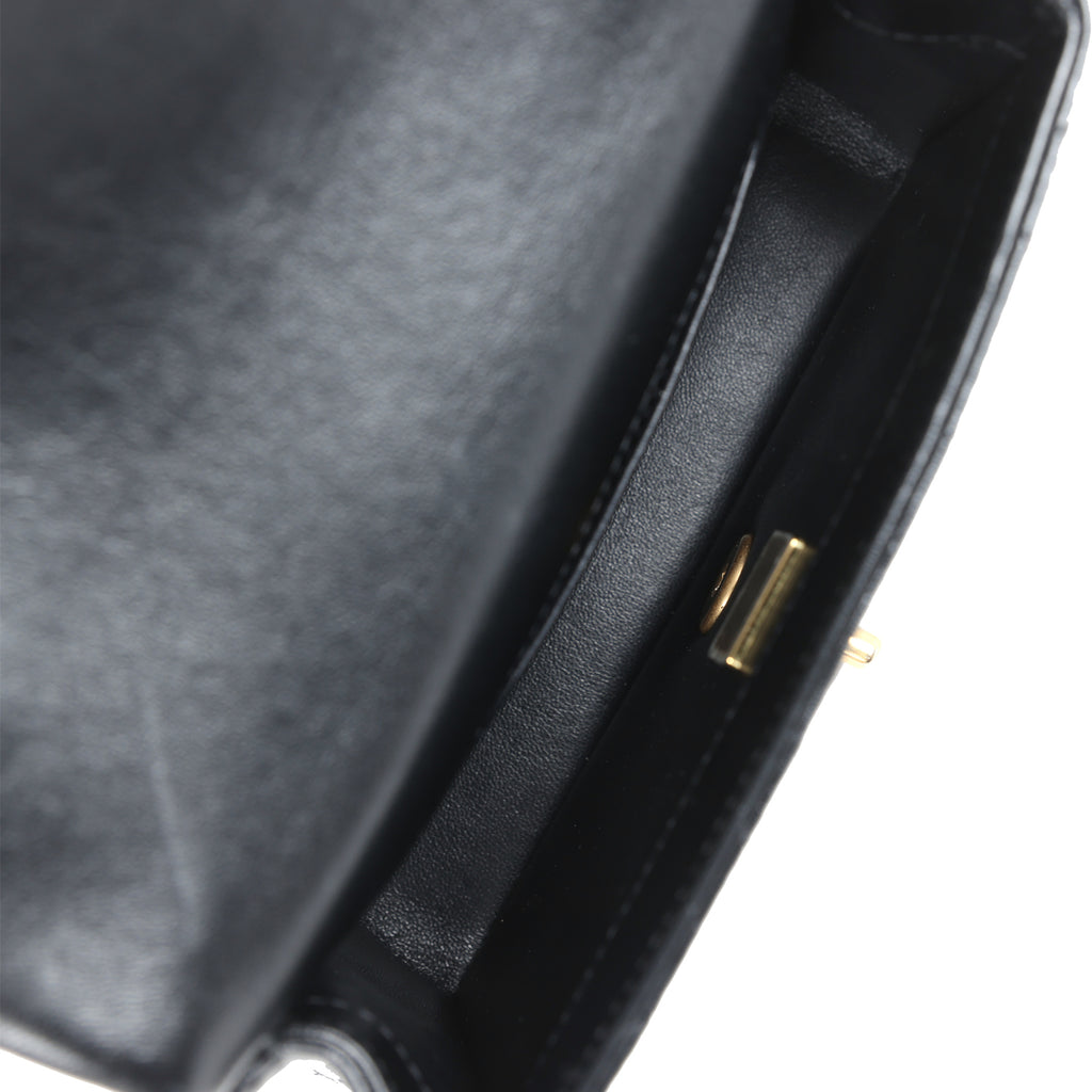 Chanel Mini Sweetheart Crush Square Flap Bag Black Shiny Calfskin Antique Gold Hardware - Image 9