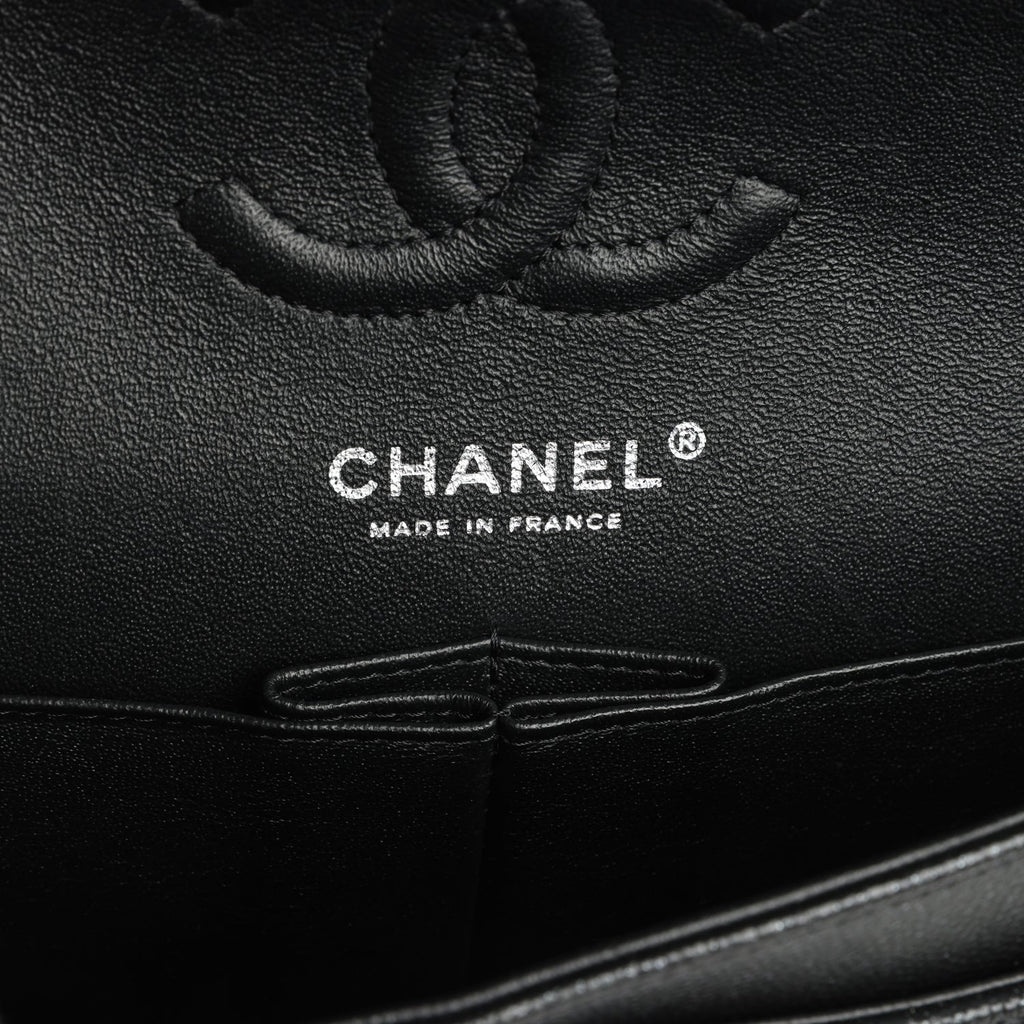 Pre-owned Chanel Small Classic Double Flap Bag Black Iridescent Caviar Ruthenium Hardware - Image 9