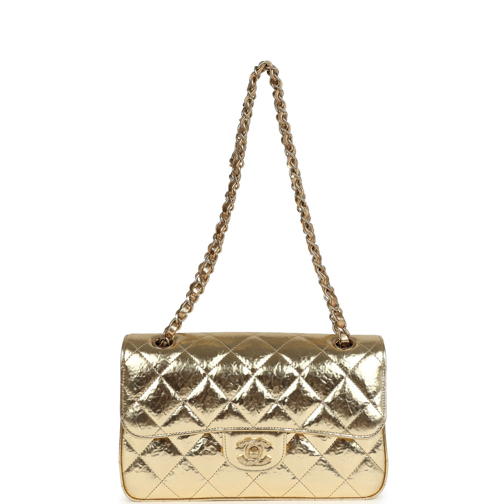 Chanel Small Classic Double Flap Gold Hammered Metallic Calfskin Brushed Gold Hardware - Image 8