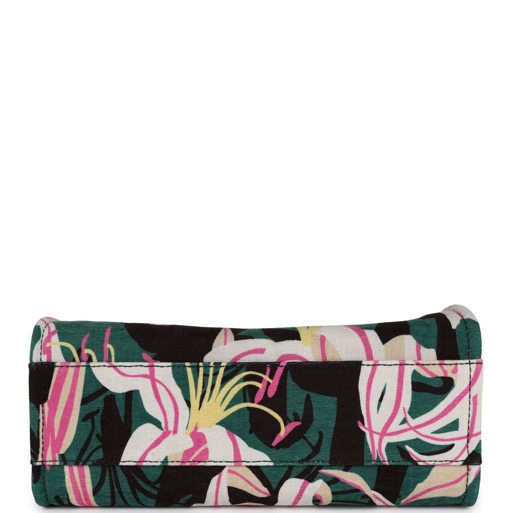 Chanel Small Deauville Shopping Tote Green and Pink Tropical Floral Velvet Light Gold Hardware - Image 8