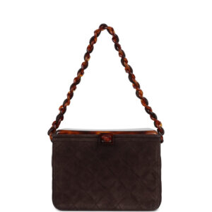 Vintage Chanel Vanity Box Bag Brown Suede and Tortoiseshell Bakelite Hardware