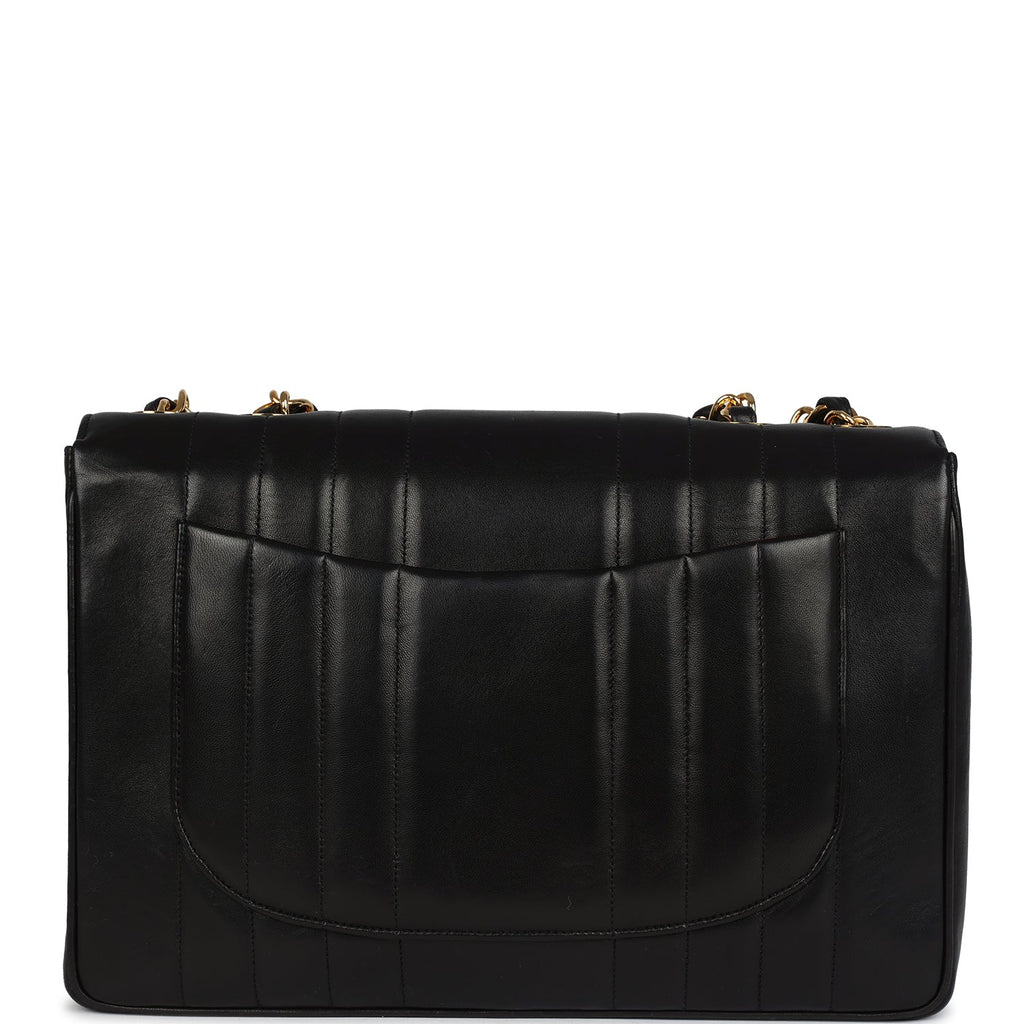 Vintage Chanel Jumbo Classic Mademoiselle Vertical Flap Black Lambskin Gold Hardware - Image 5
