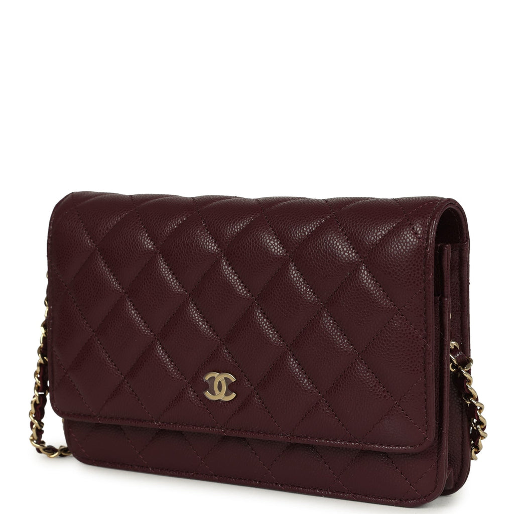 Chanel Wallet On Chain WOC Dark Burgundy Shiny Caviar Light Gold Hardware - Image 6