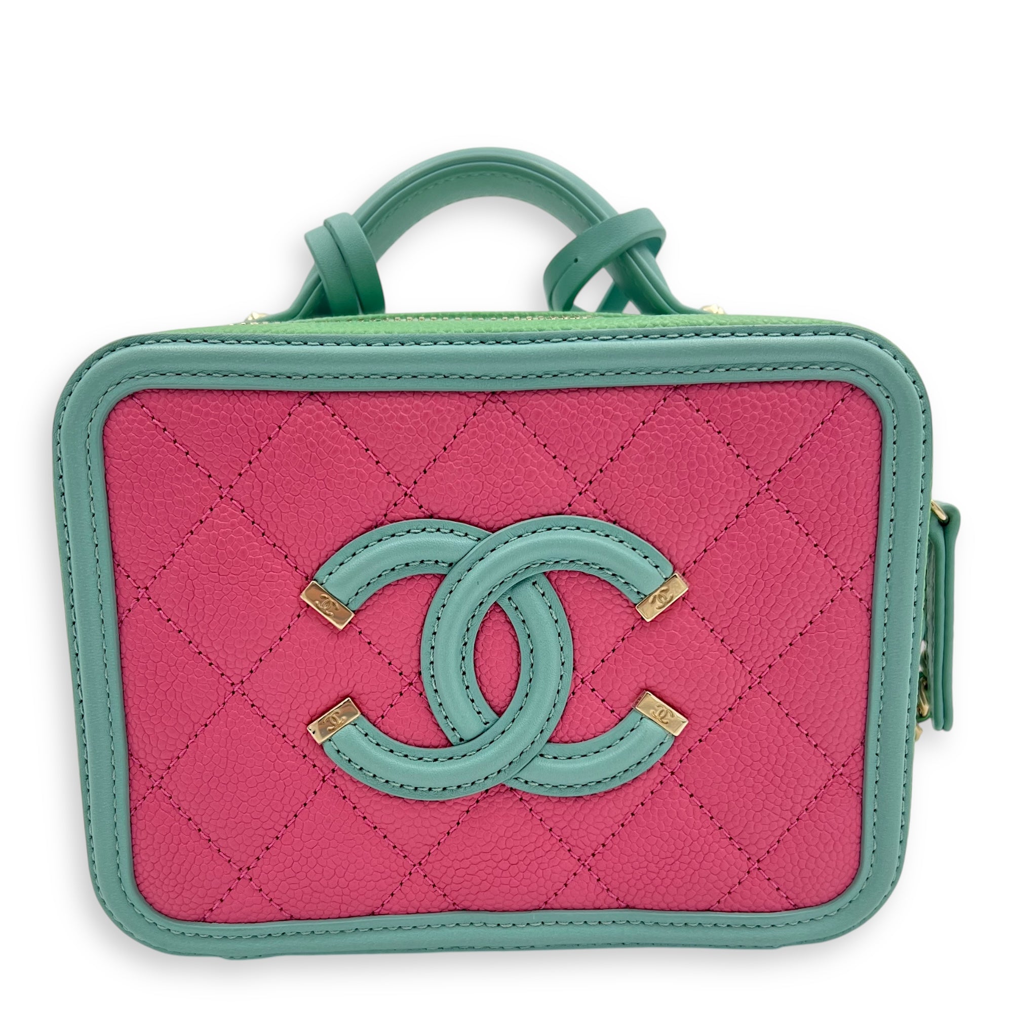 Filigree Small Multi-colour Vanity Bag in Caviar Leather, Gold hardware