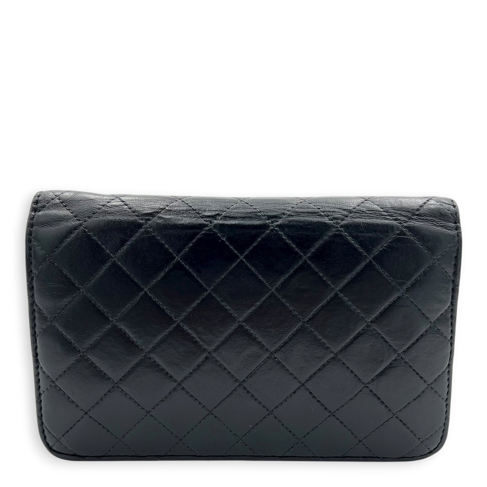 Vintage CC Wallet On Chain Black in Lambskin, Silver hardware - Image 3