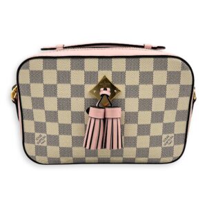 Saintonge Crossbody Bag Azur in Coated Canvas, Gold hardware