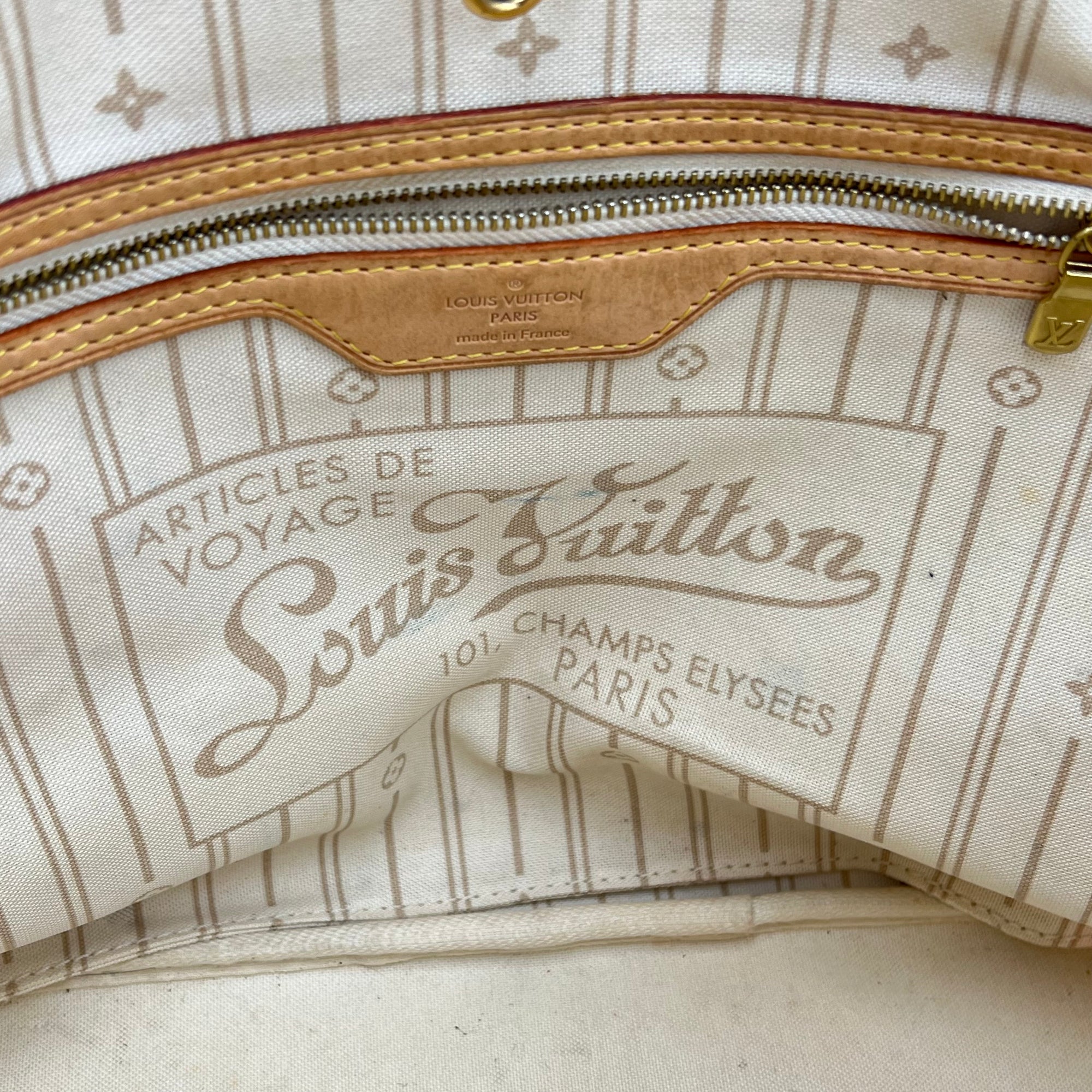 Neverfull Tote Bag MM Azur in Coated Canvas, Gold hardware - Image 14