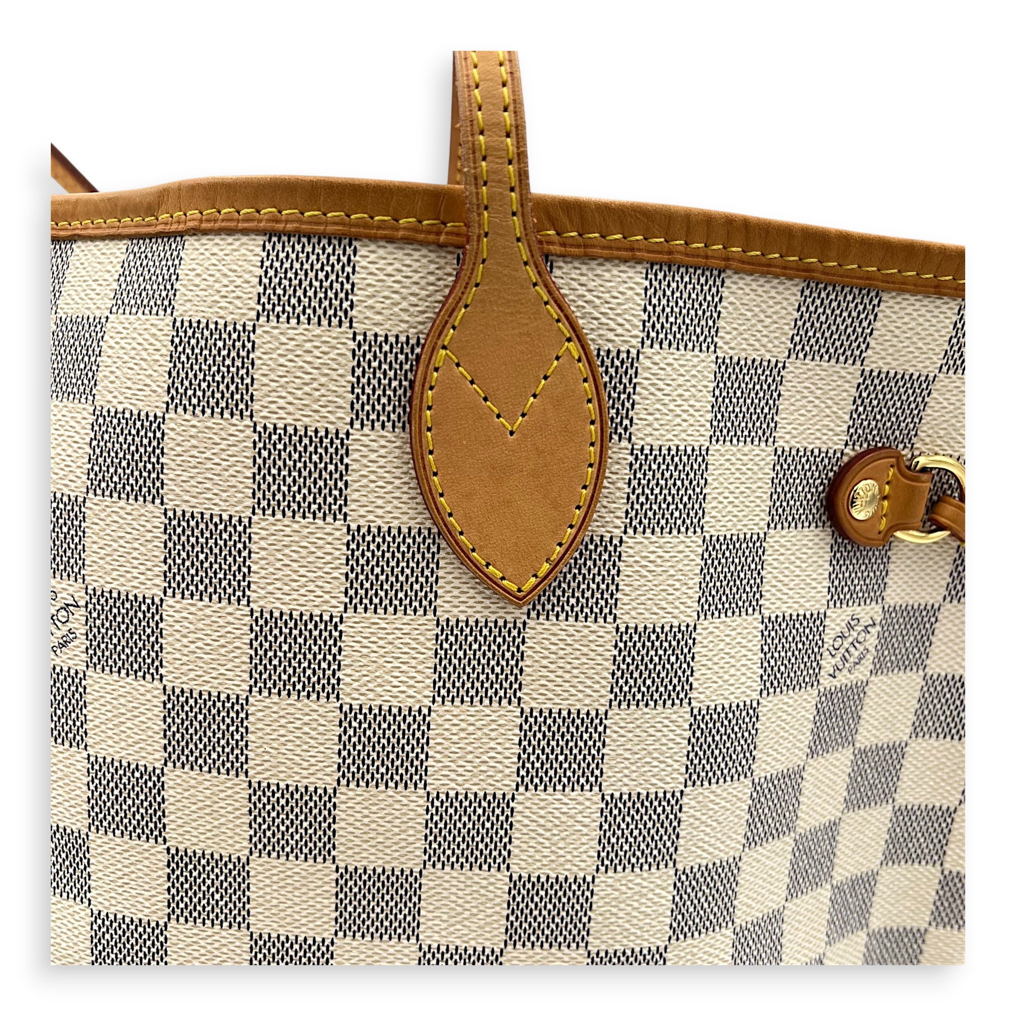 Neverfull Tote Bag MM Azur in Coated Canvas, Gold hardware - Image 9