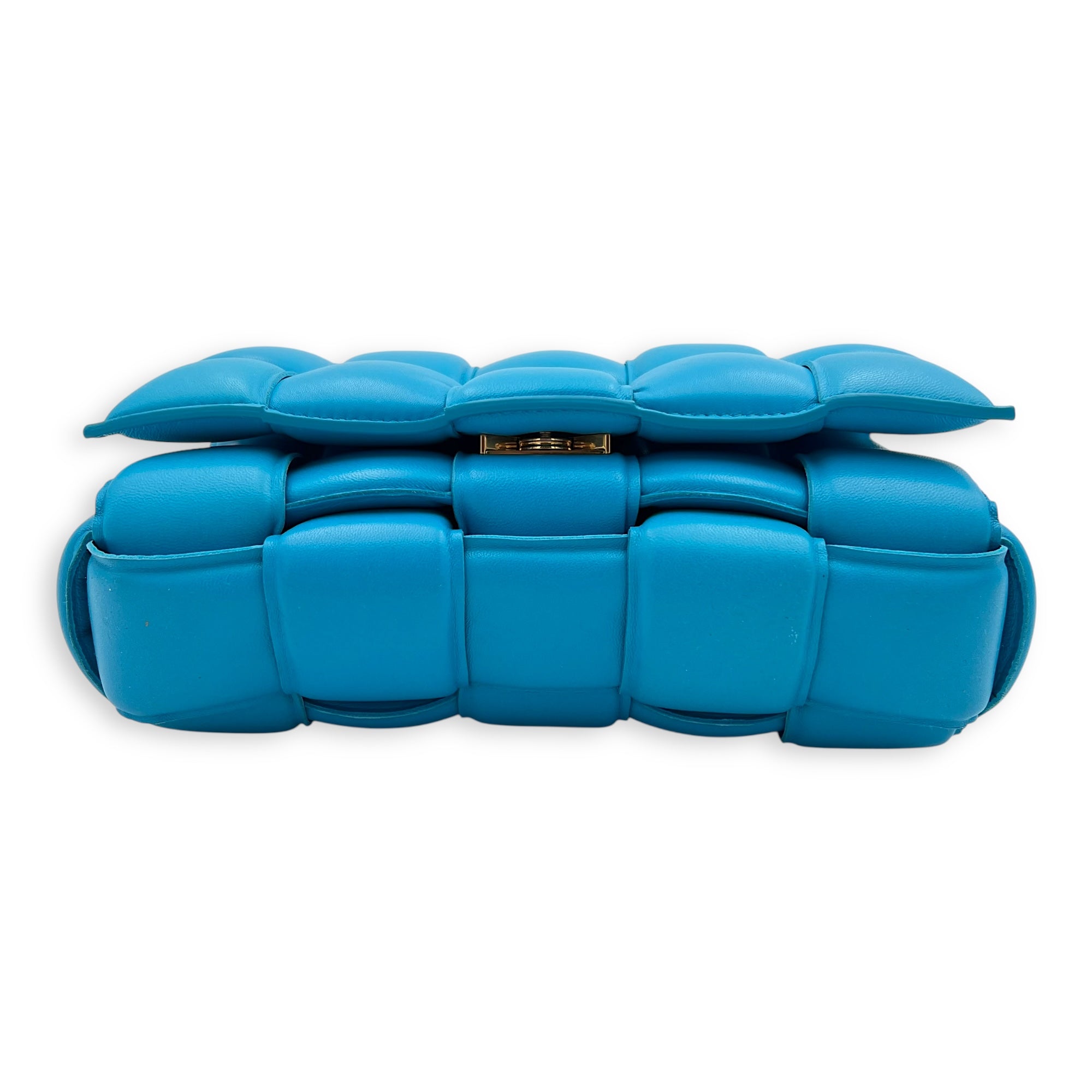 Padded Cassette Shoulder Bag Blue in Lambskin, Gold hardware - Image 6