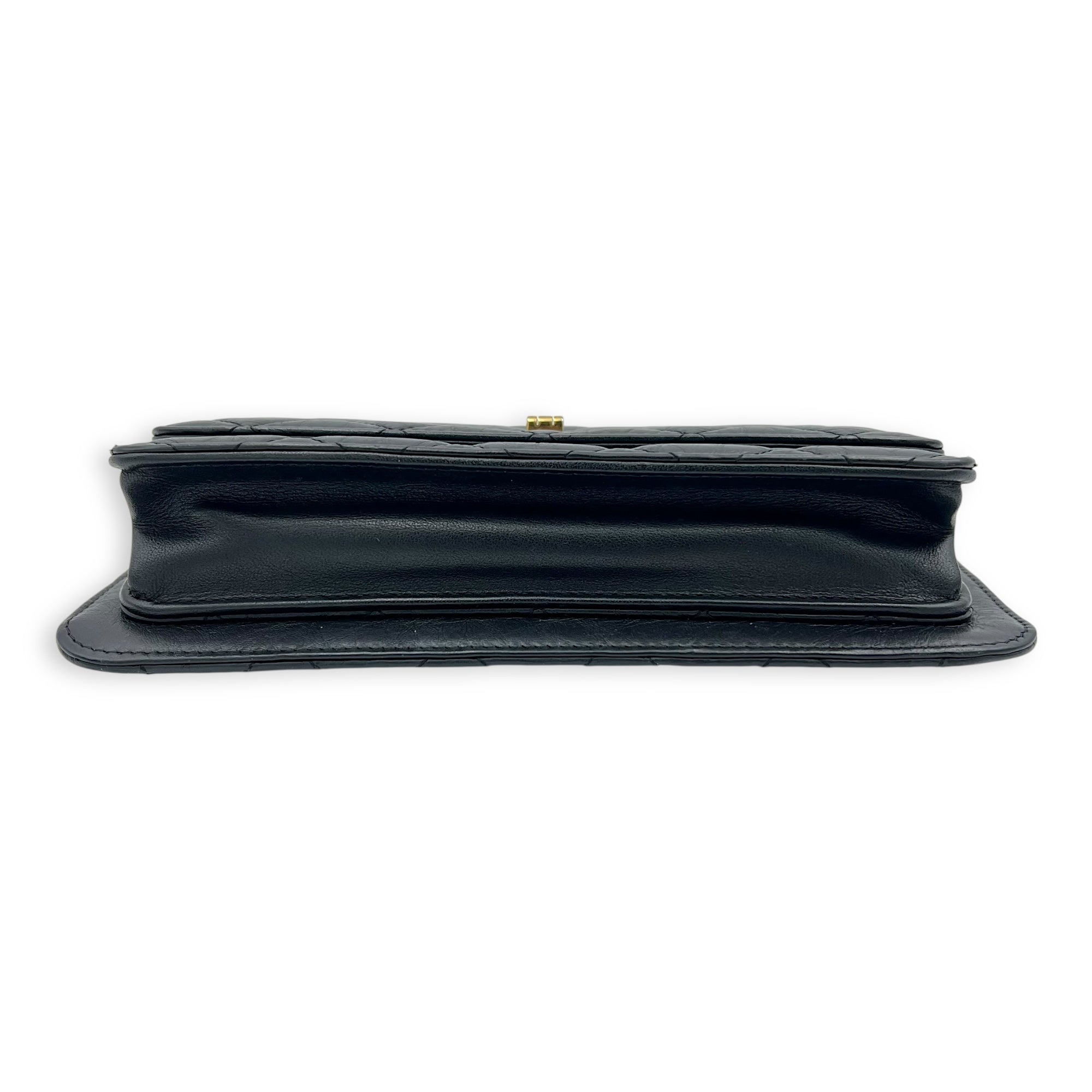 2.55 Shoulder Bag Black in Calfskin, Gold hardware - Image 6