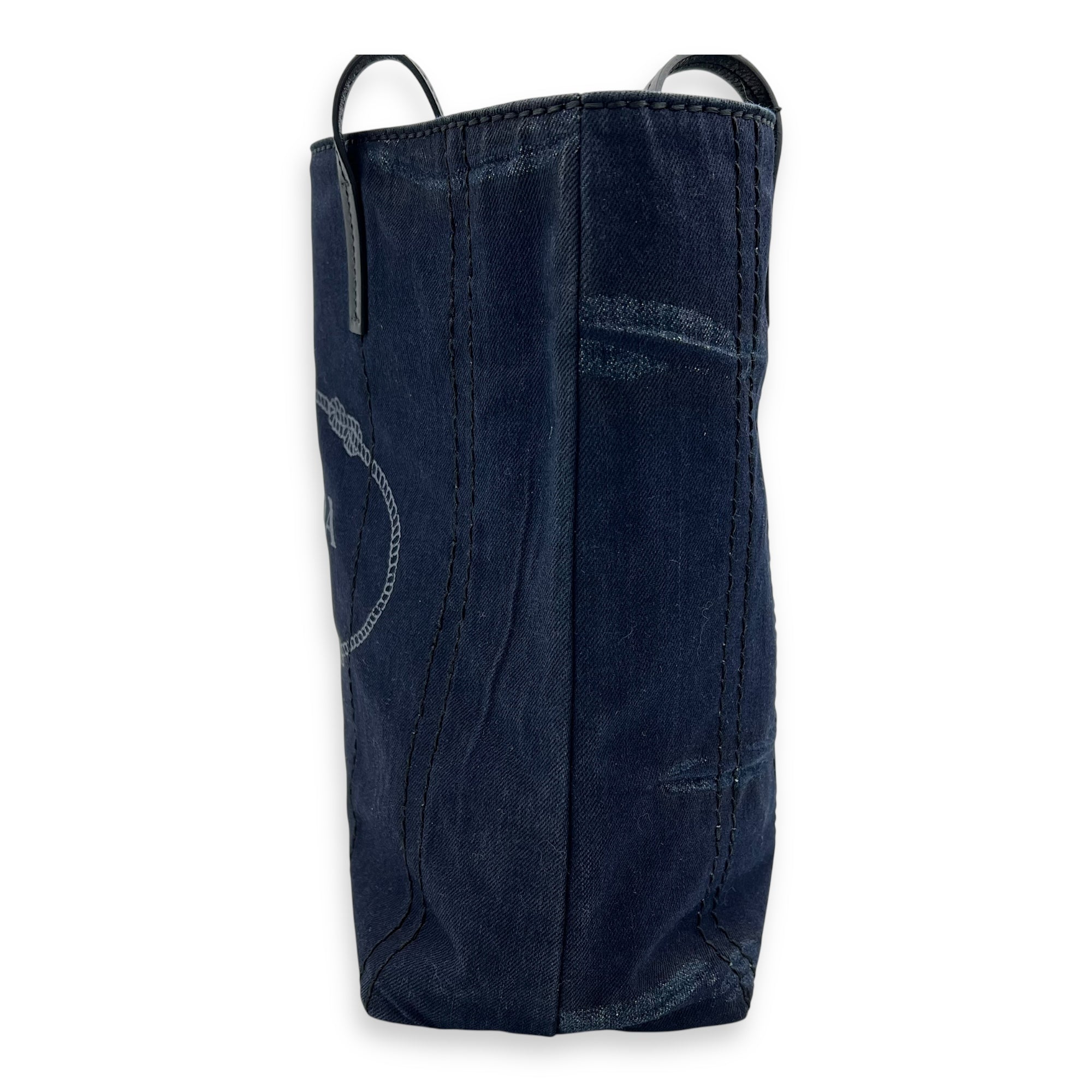 Denim Tote Bag Blue in Denim, Silver hardware - Image 5