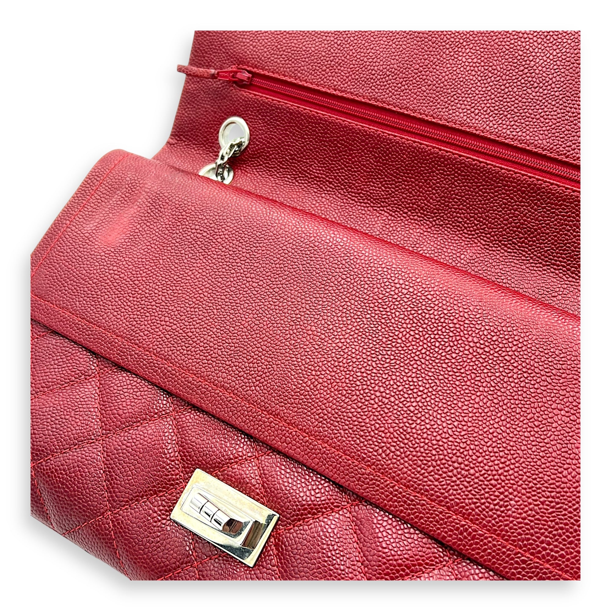 2.55 Shoulder Bag Red in Caviar Leather, Ruthenium hardware - Image 14