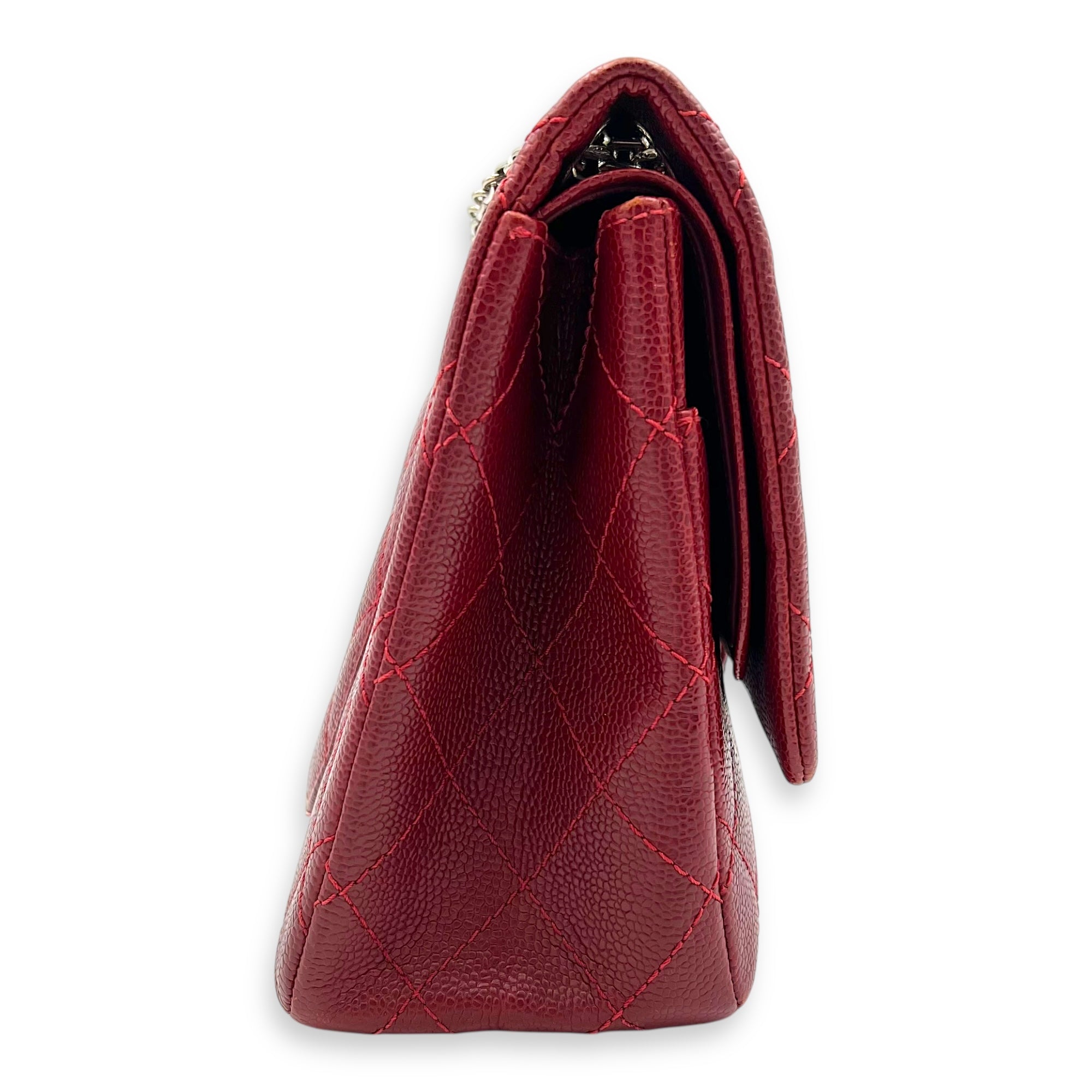 2.55 Shoulder Bag Red in Caviar Leather, Ruthenium hardware - Image 4