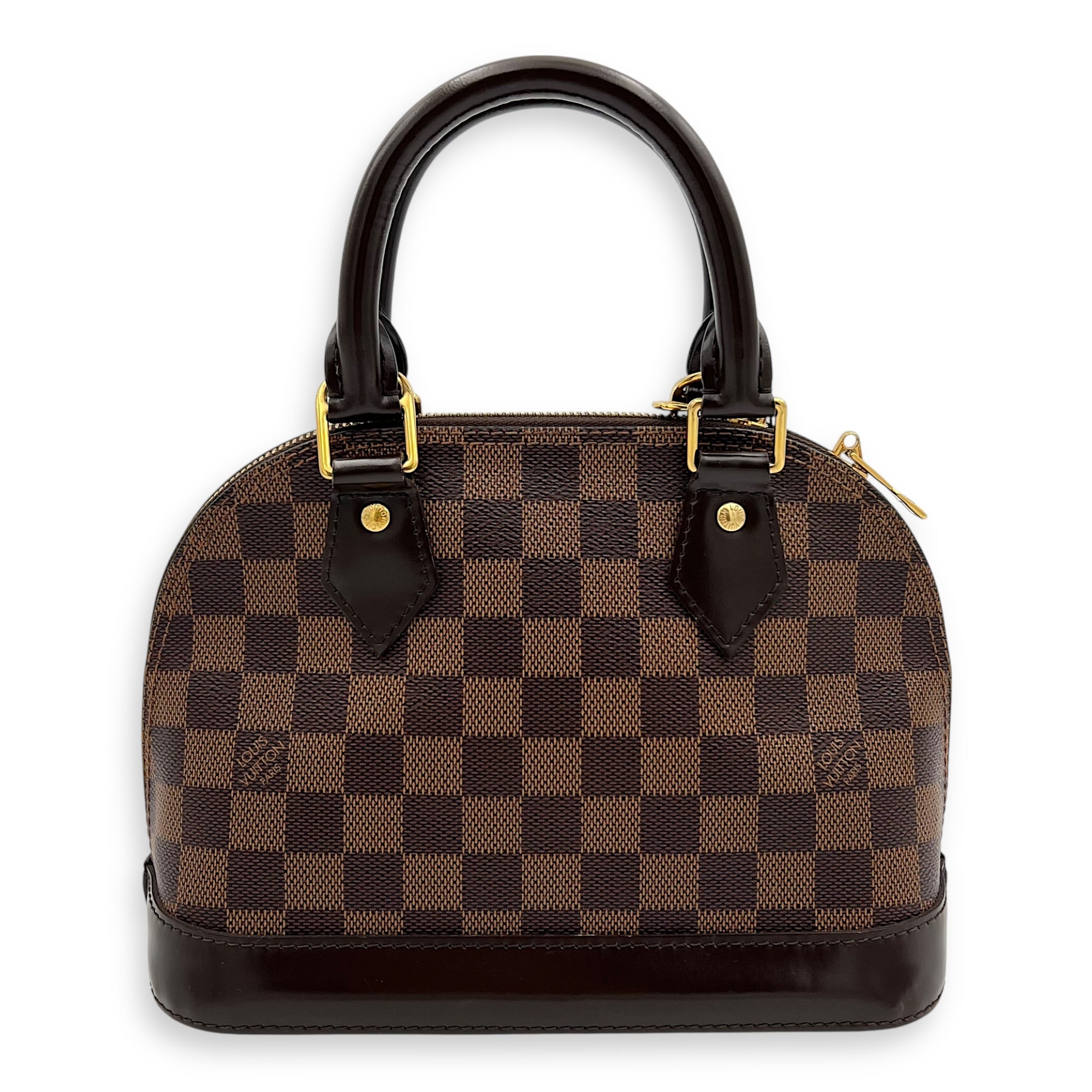 Alma Top Handle Bag BB Brown in Coated Canvas, Gold hardware