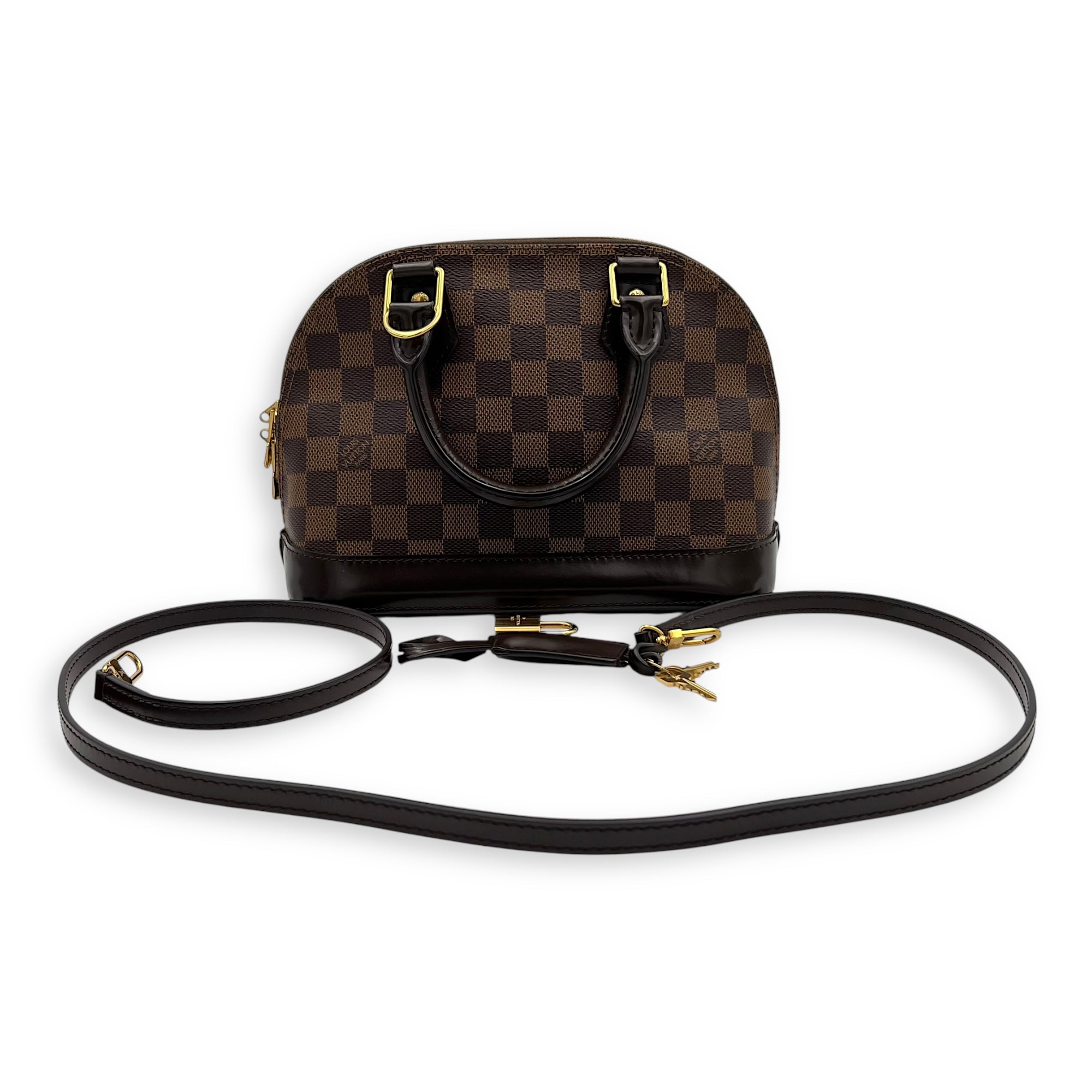 Alma Top Handle Bag BB Brown in Coated Canvas, Gold hardware - Image 13