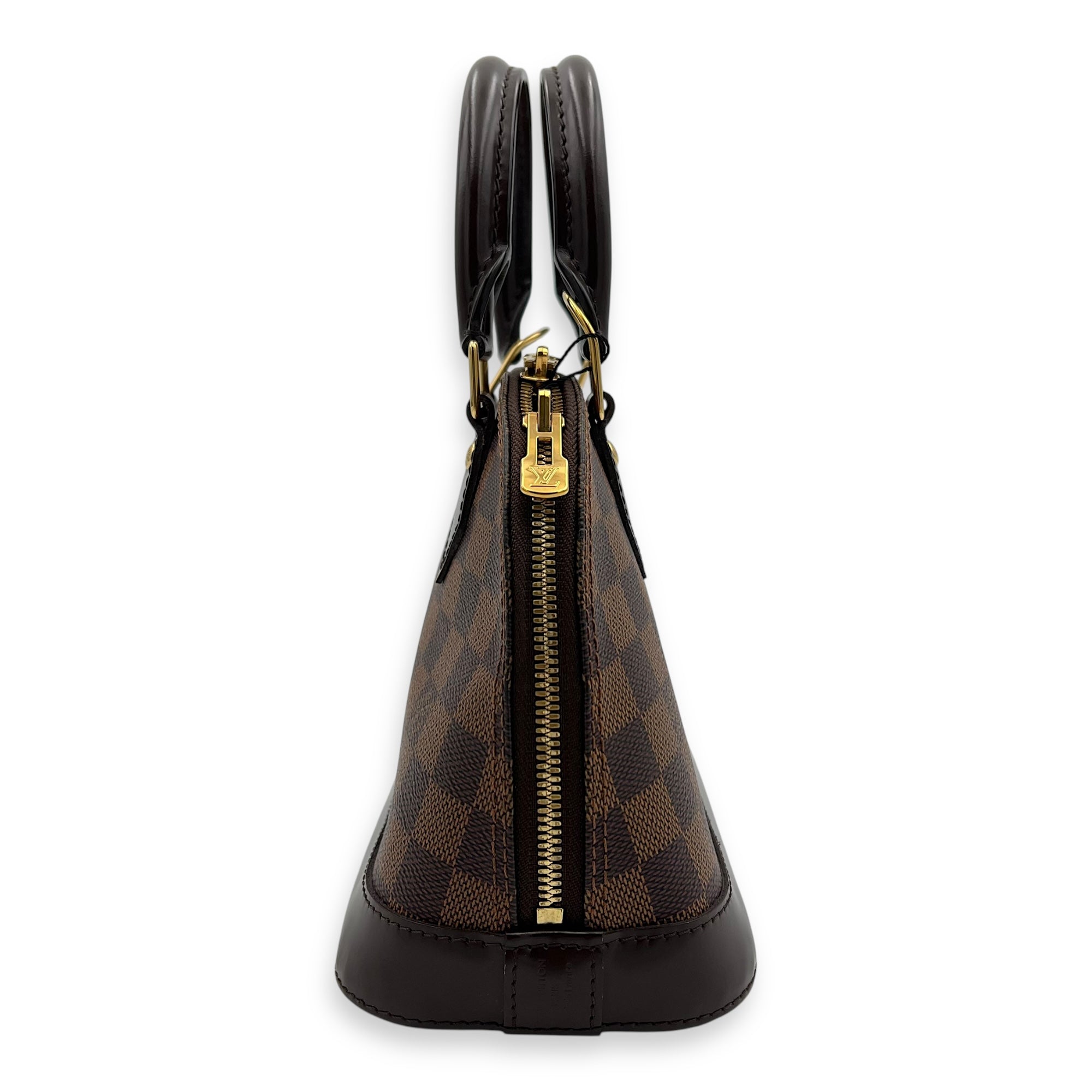 Alma Top Handle Bag BB Brown in Coated Canvas, Gold hardware - Image 4