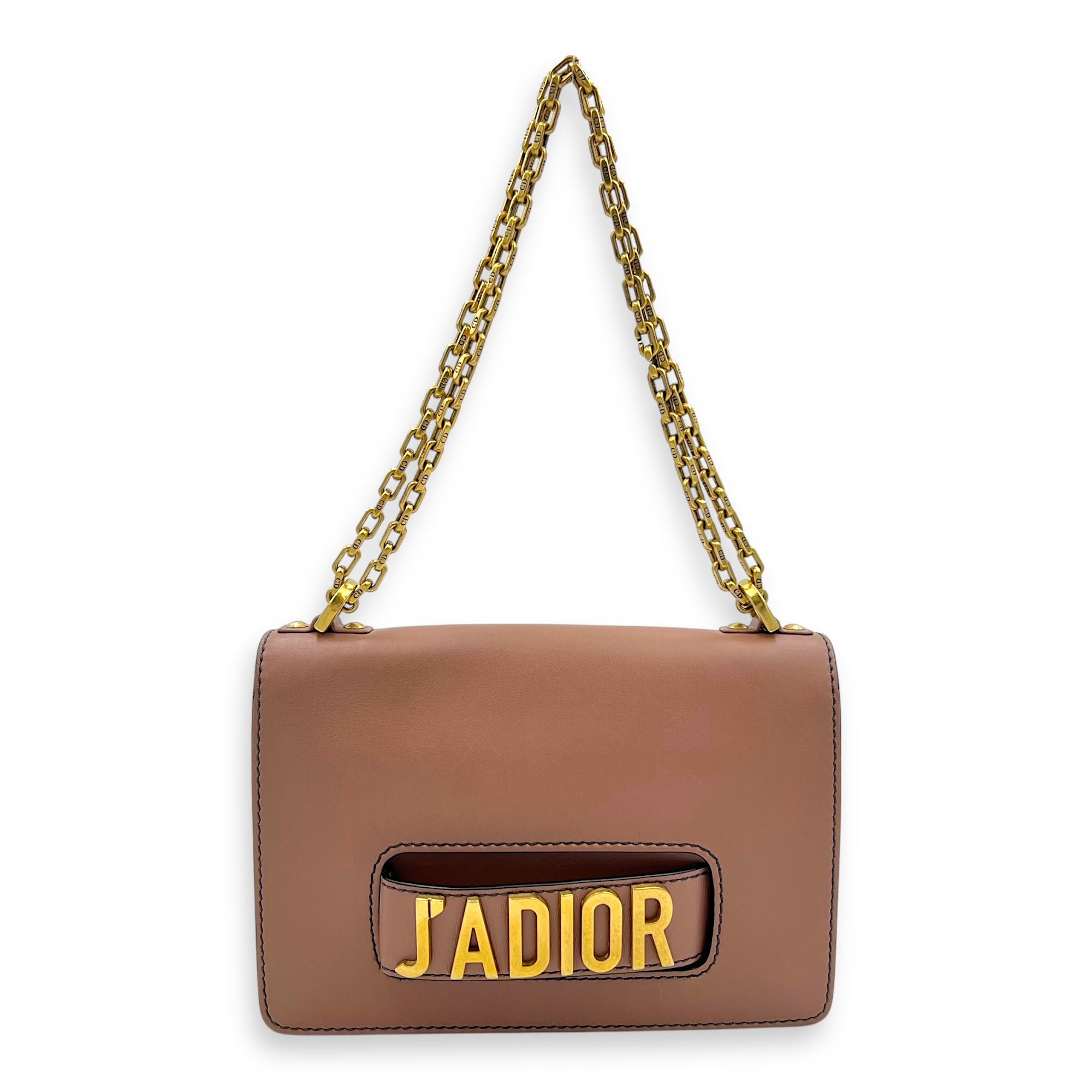 J'adior Shoulder Bag Beige in Calfskin, Gold hardware - Image 14