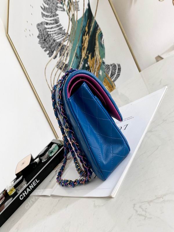 Chanel Classic Medium Blue Lambskin Rainbow Hardware - Image 6