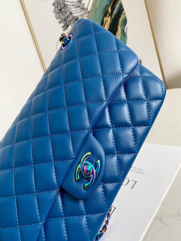 Chanel Classic Medium Blue Lambskin Rainbow Hardware - Image 4