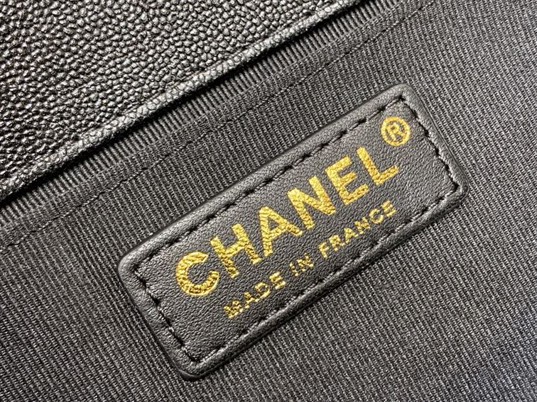 Chanel Medium Boy Bag Black Caviar Antique Gold Hardware - Image 5