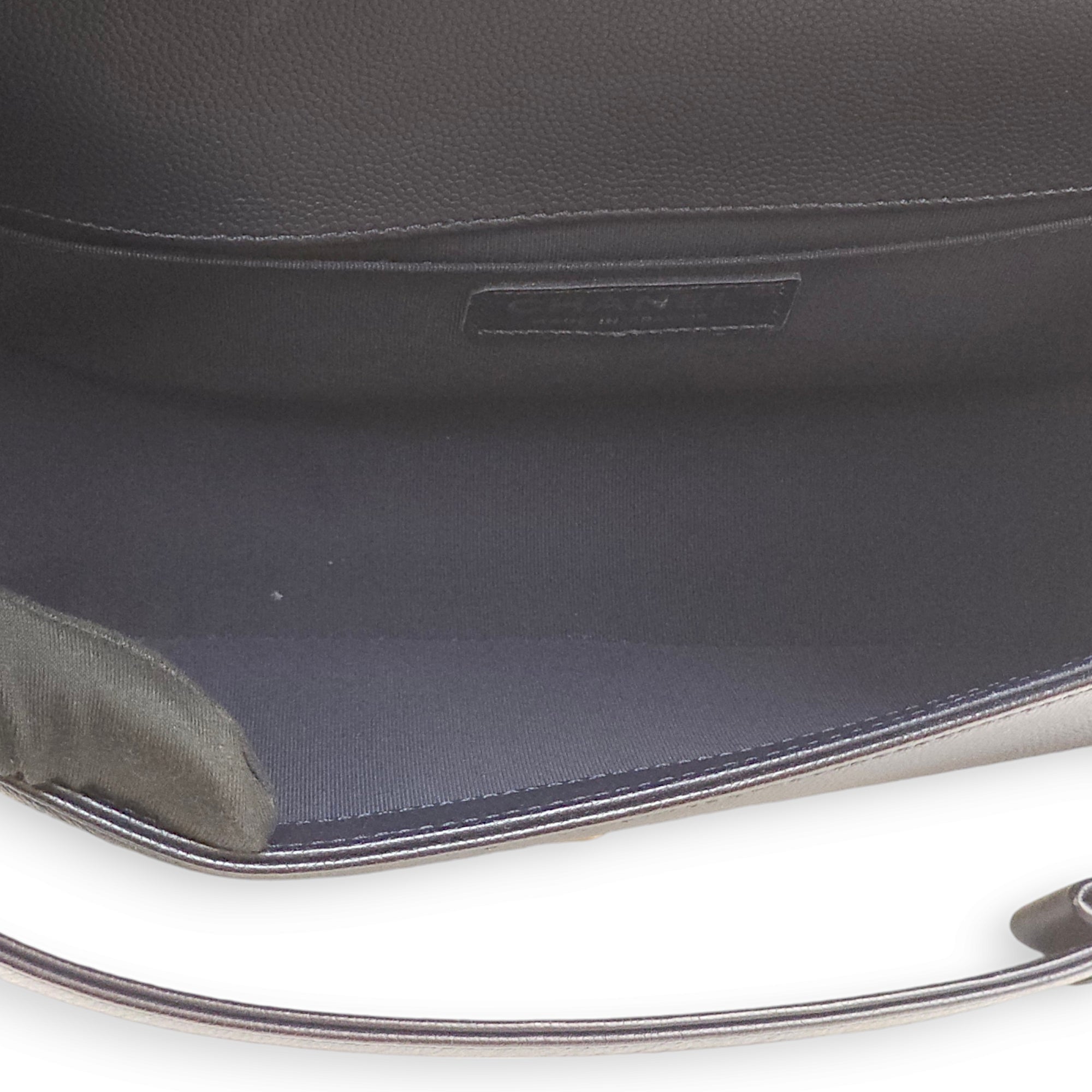 Boy Medium Navy Blue Crossbody Bag in Caviar Leather, Gold hardware - Image 7