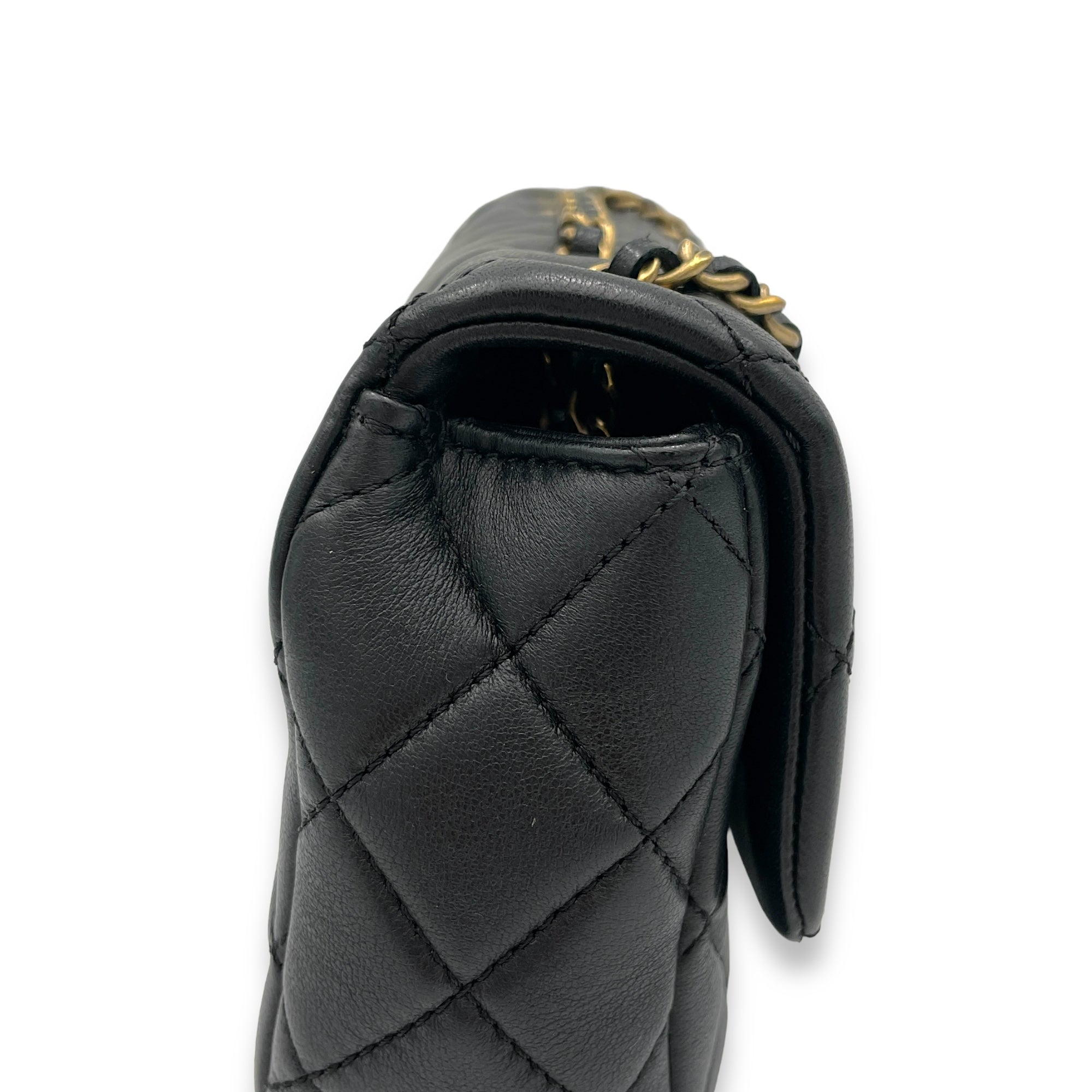 Classic Black Crossbody Bag in Lambskin, Gold hardware - Image 9
