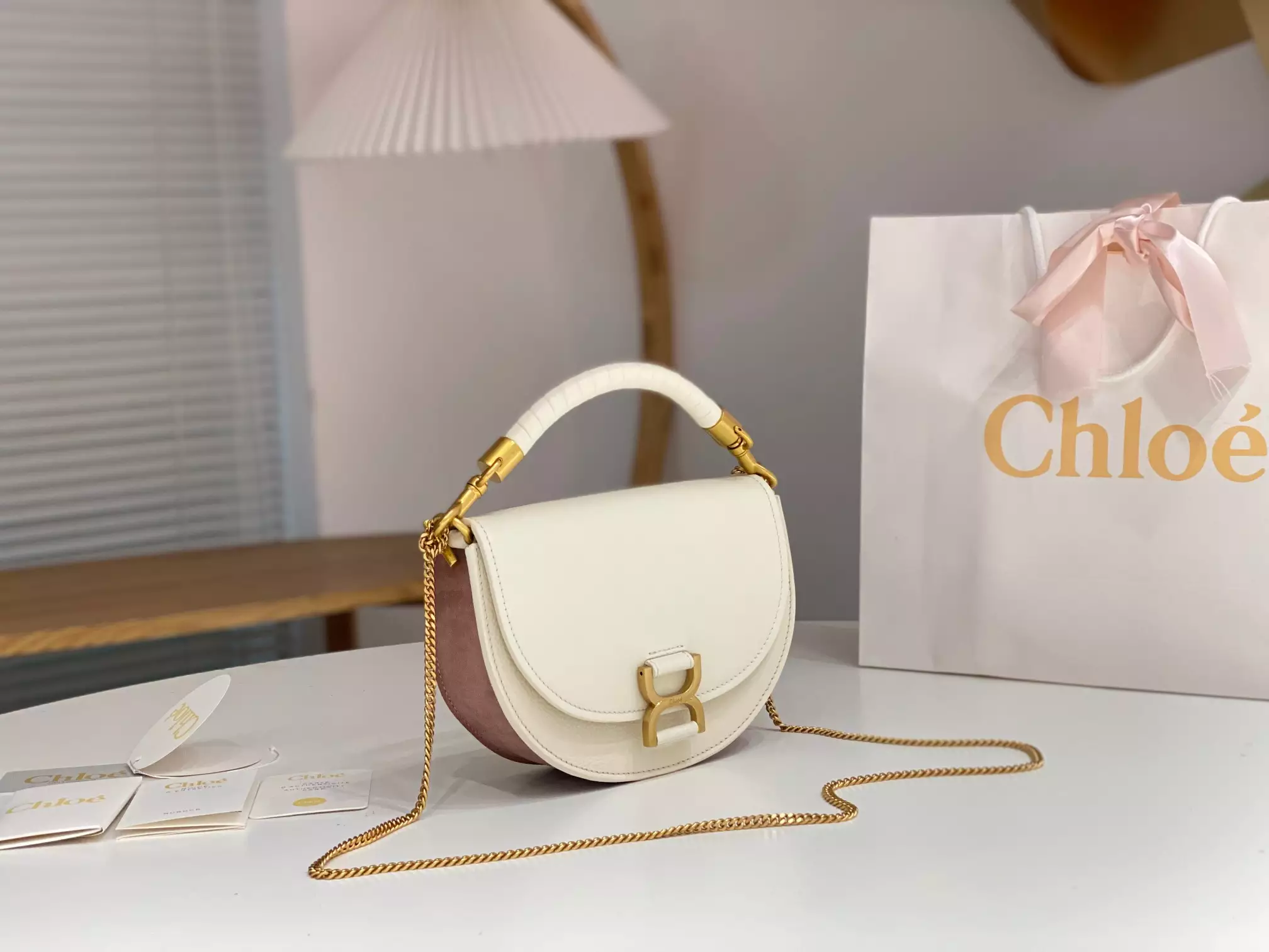 Chloé Marcie Chain Flap Bag in Misty Ivory - Repbags.ru - Image 3