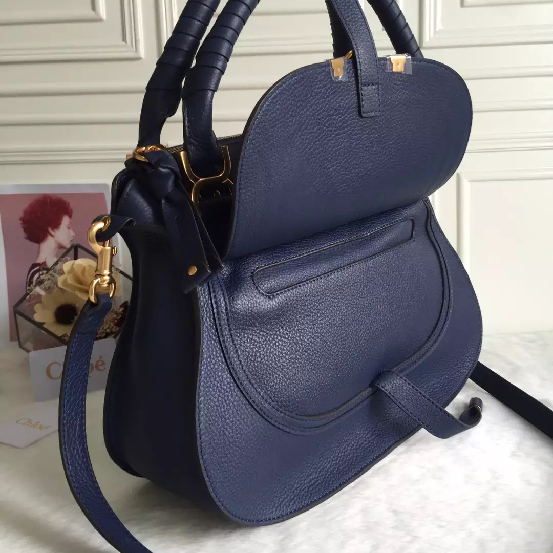 Chloé Marcie Navy Double Carry Bag - Repbags.ru - Image 6