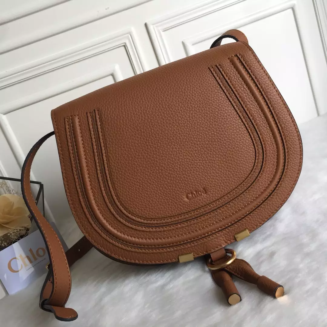 Chloé Marcie Tan Medium Saddle Bag - Repbags.ru - Image 4