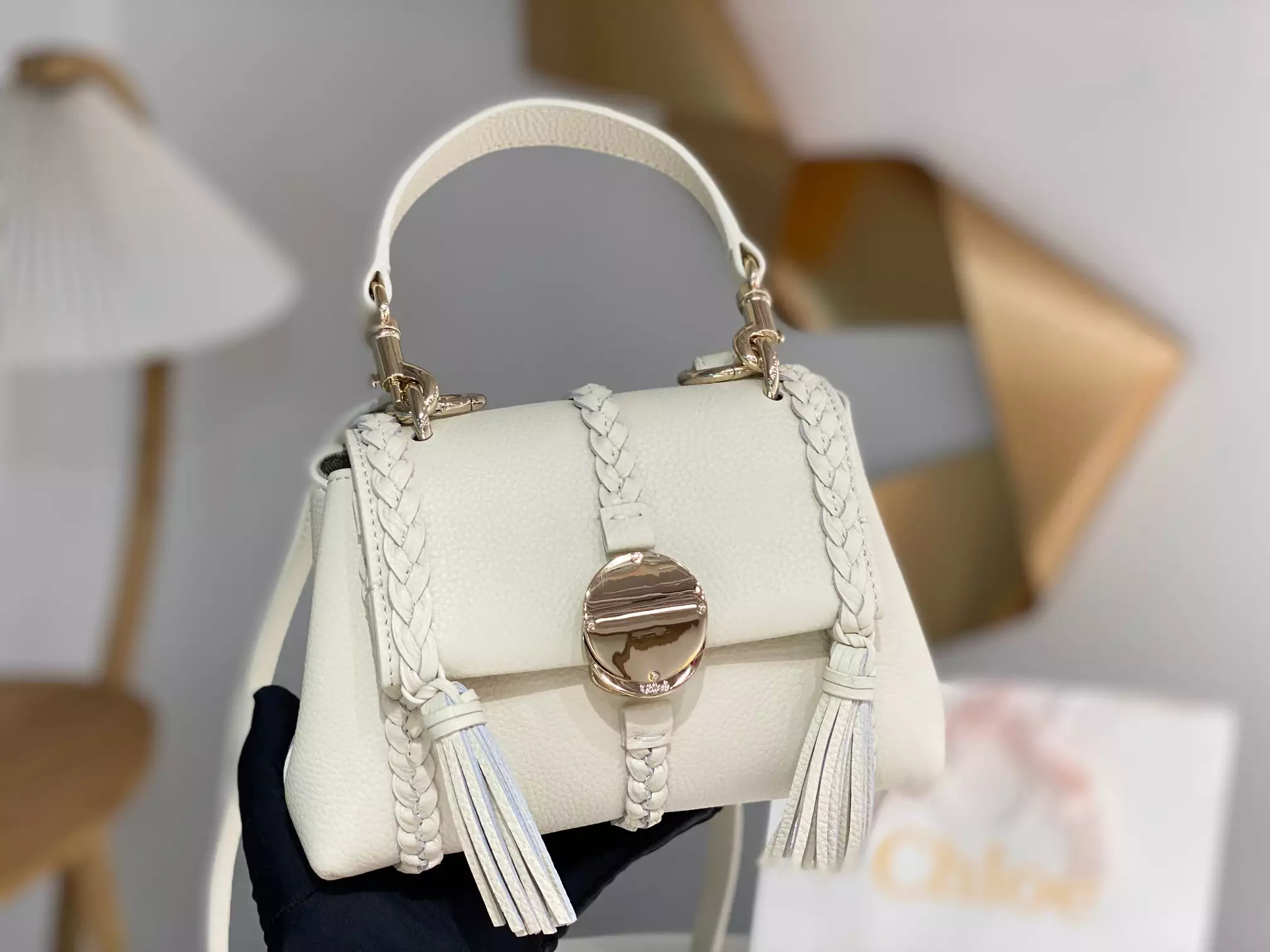 Chloé Penelope Mini Soft Misty Ivory Leather - Repbags.ru - Image 5