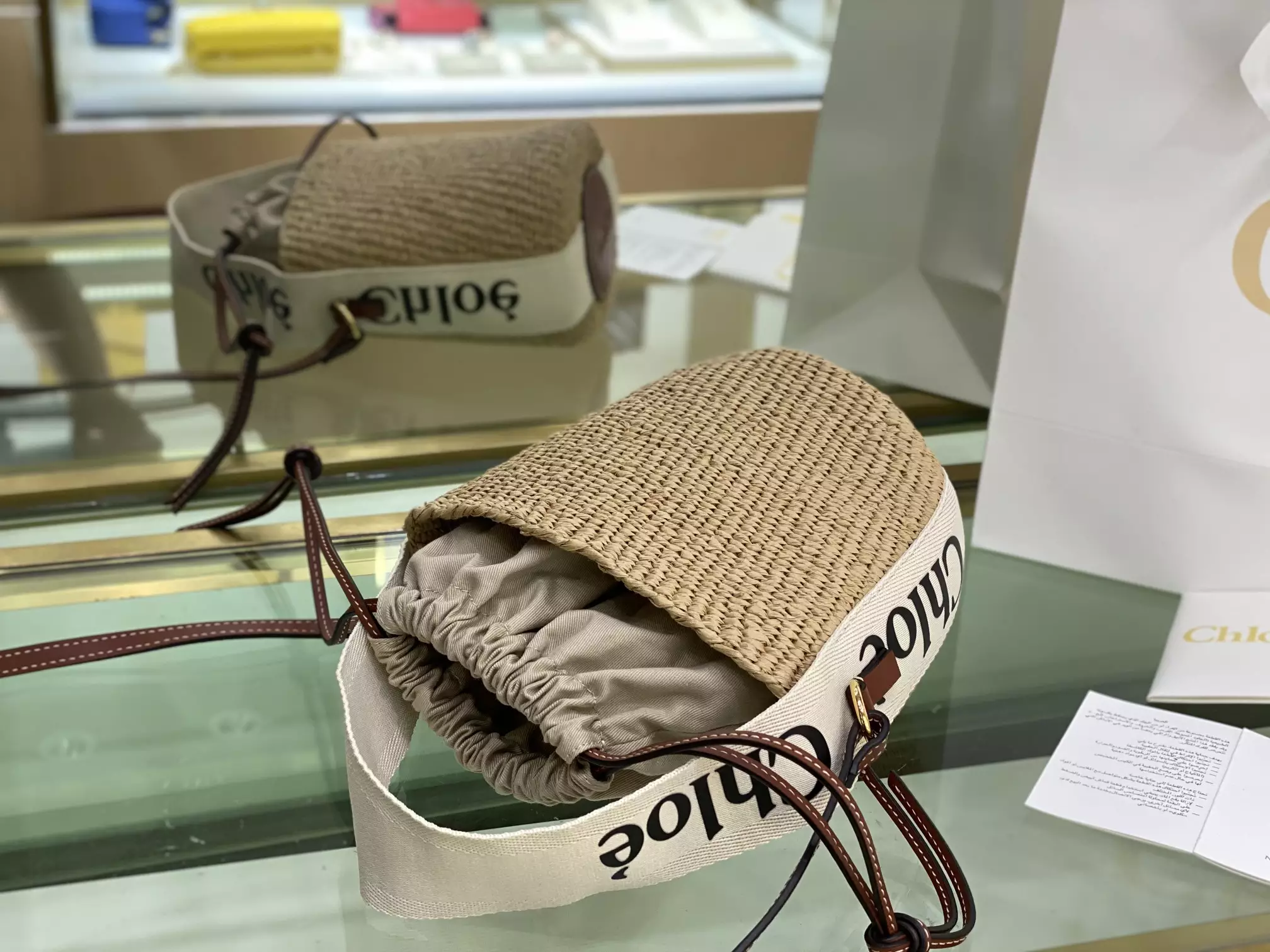 Chloe Small Woody Basket in White/Brown - Repbags.ru - Image 7