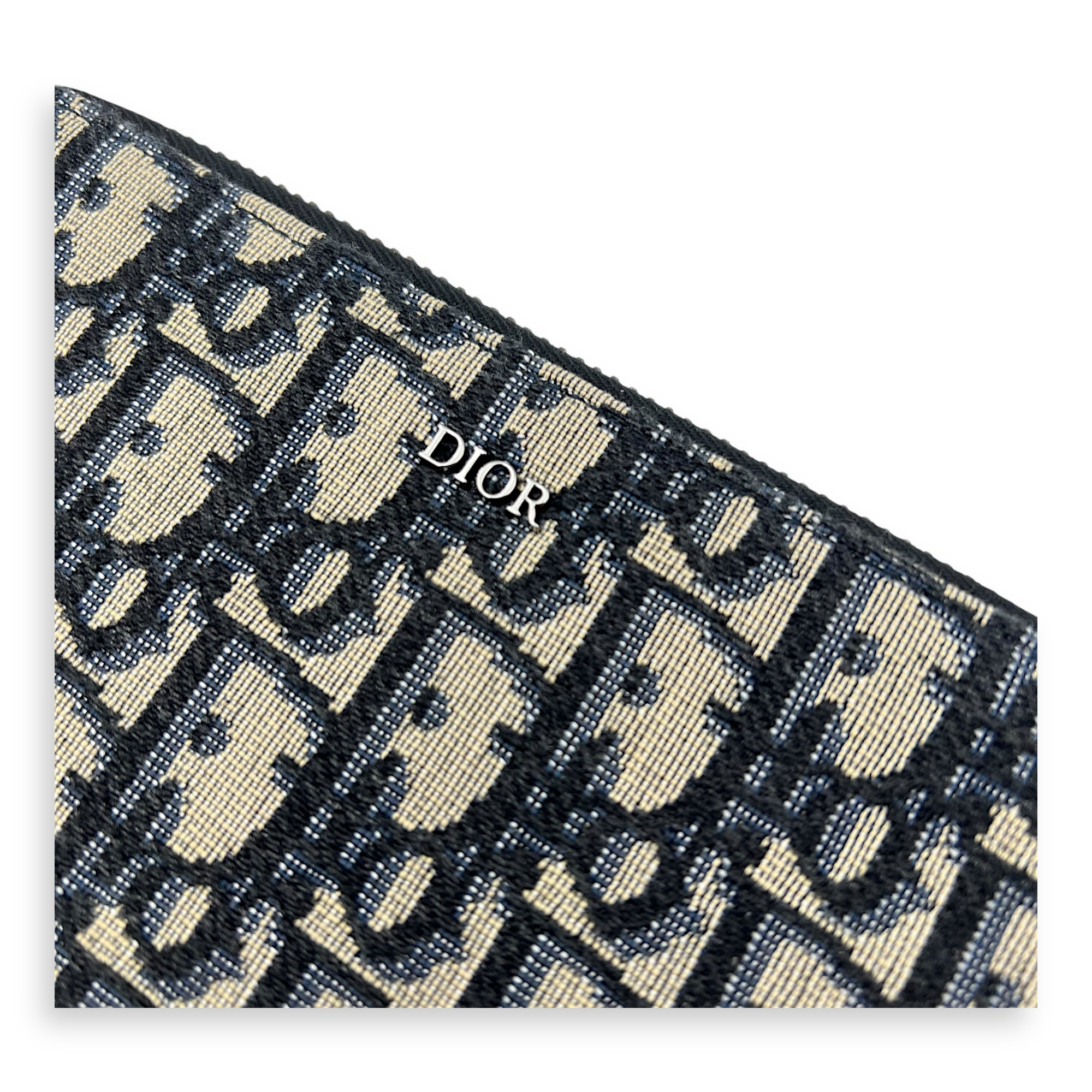 Zipped Pouch Crossbody Bag Blue in Canvas, Silver hardware - Image 7