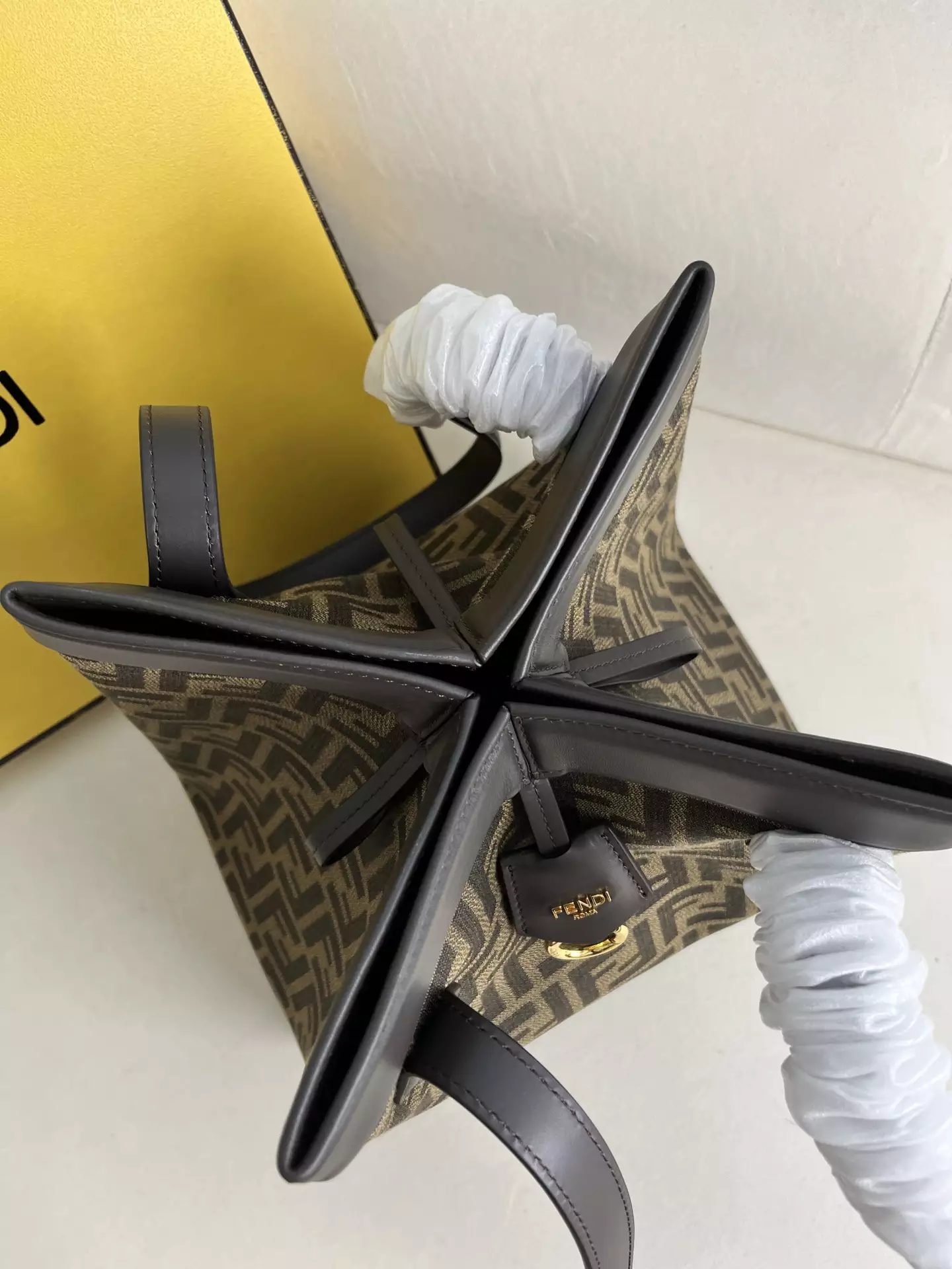 Fendi Origami Medium Brown FF Jacquard Bag - Repbags.ru - Image 7