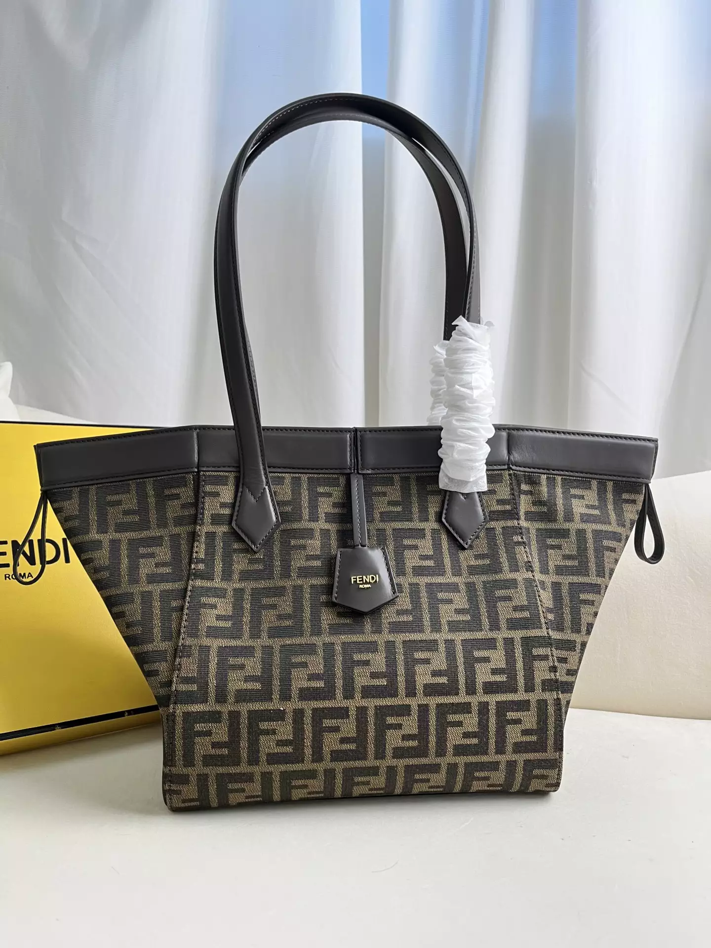 Fendi Origami Medium Brown FF Jacquard Bag - Repbags.ru - Image 3