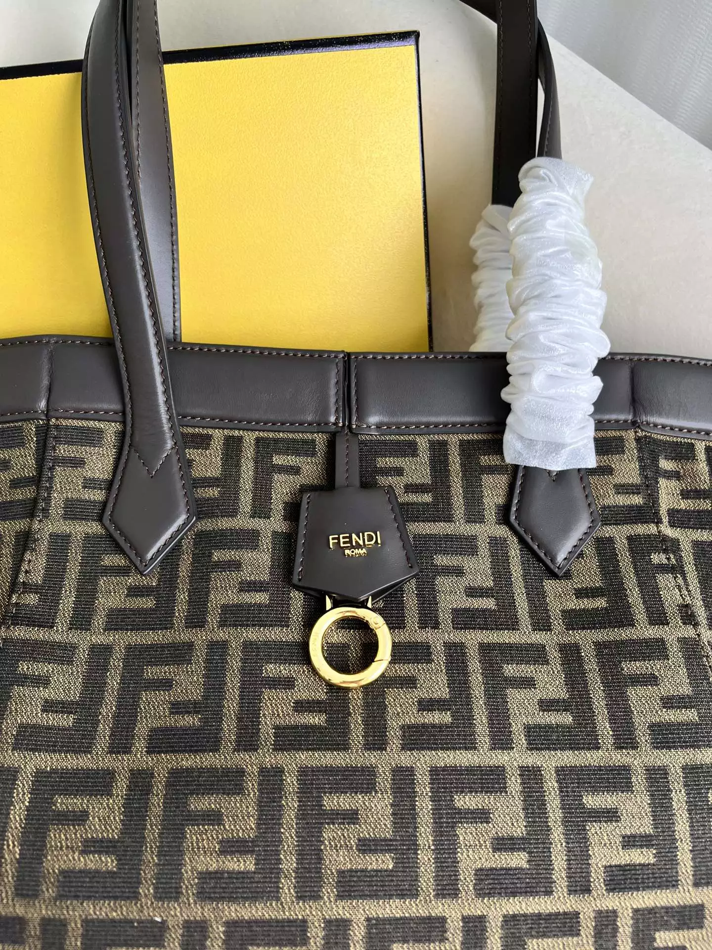 Fendi Origami Medium Brown FF Jacquard Bag - Repbags.ru - Image 5