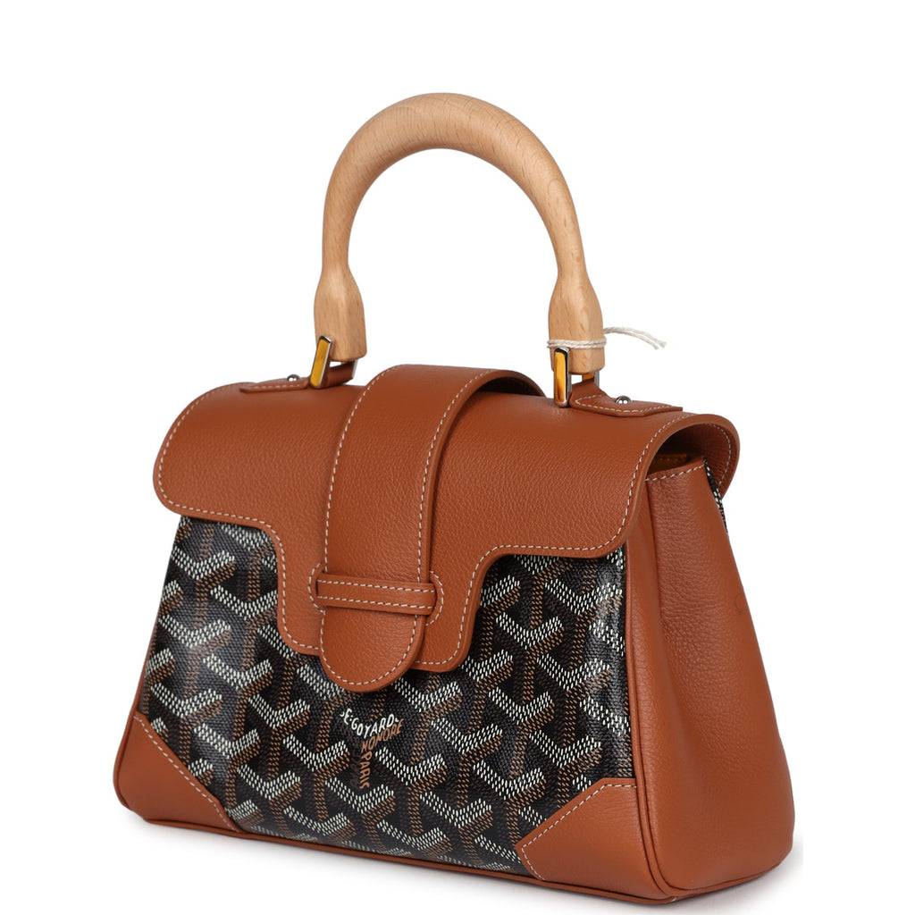 Goyard Saigon Souple Mini Bag Black and Brown Goyardine Canvas Palladium Hardware - Image 6