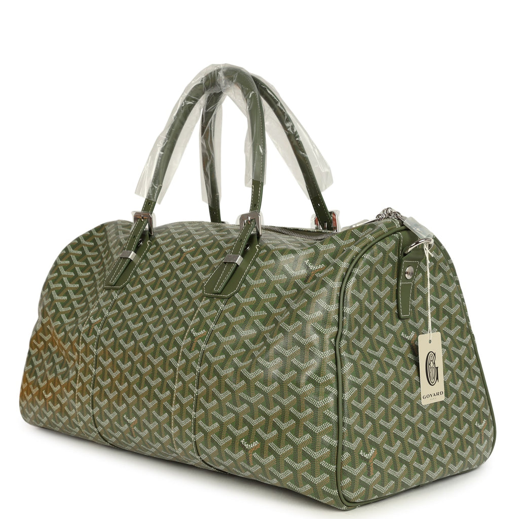 Goyard Boston 50 Bag Khaki Goyardine Canvas & Cervon Calfskin Palladium Hardware - Image 6