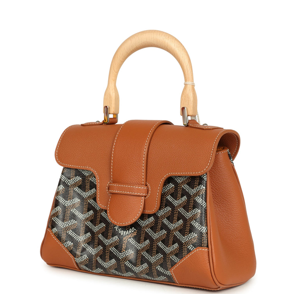 Goyard Saigon Souple Mini Bag Black and Brown Goyardine Canvas Palladium Hardware - Image 6