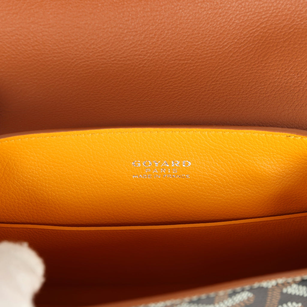 Goyard Saigon Souple Mini Bag Black and Brown Goyardine Canvas Palladium Hardware - Image 8