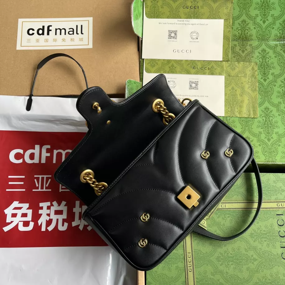 GG Marmont Small Shoulder Bag In Black Leather - Image 8