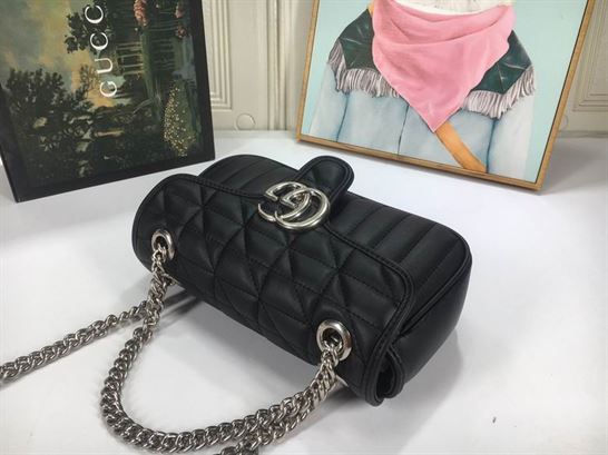 GG Marmont small shoulder bag Black matelassé leather - Image 5