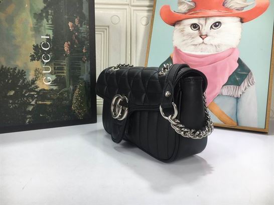 GG Marmont small shoulder bag Black matelassé leather - Image 8