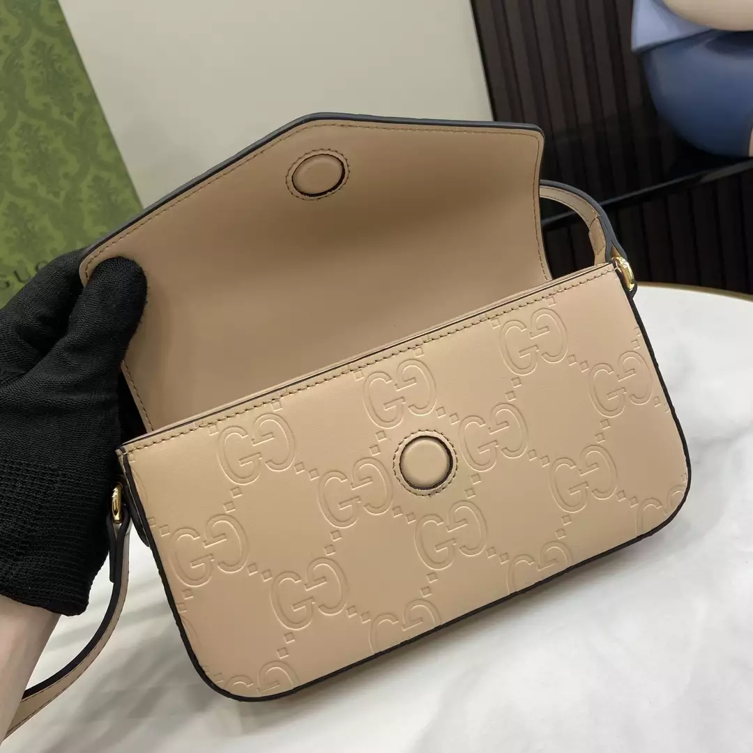 GG Super Mini Shoulder Bag in Light Beige Leather - Repbags.ru - Image 8
