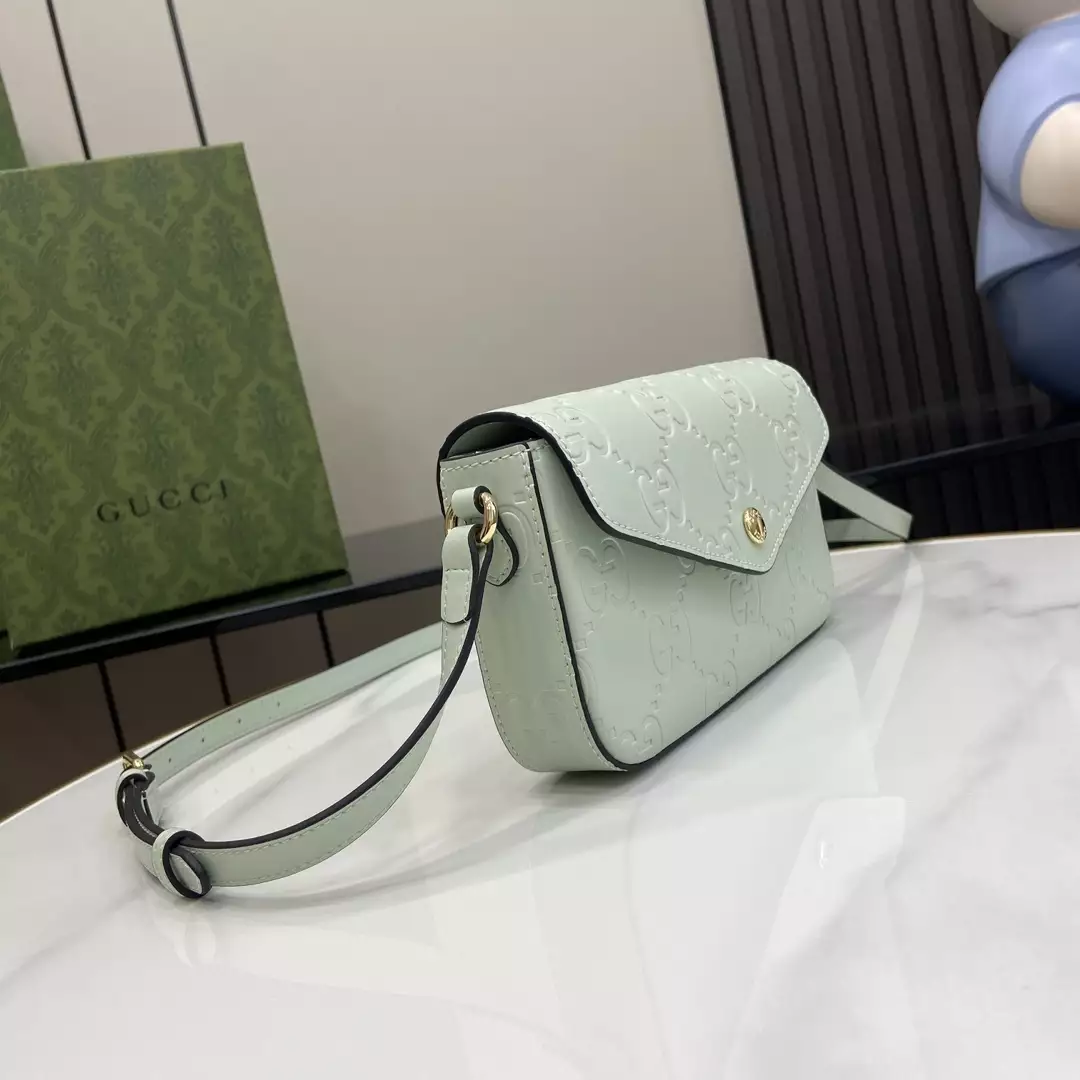 GG Super Mini Shoulder Bag in Pale Green Leather - Repbags.ru - Image 4