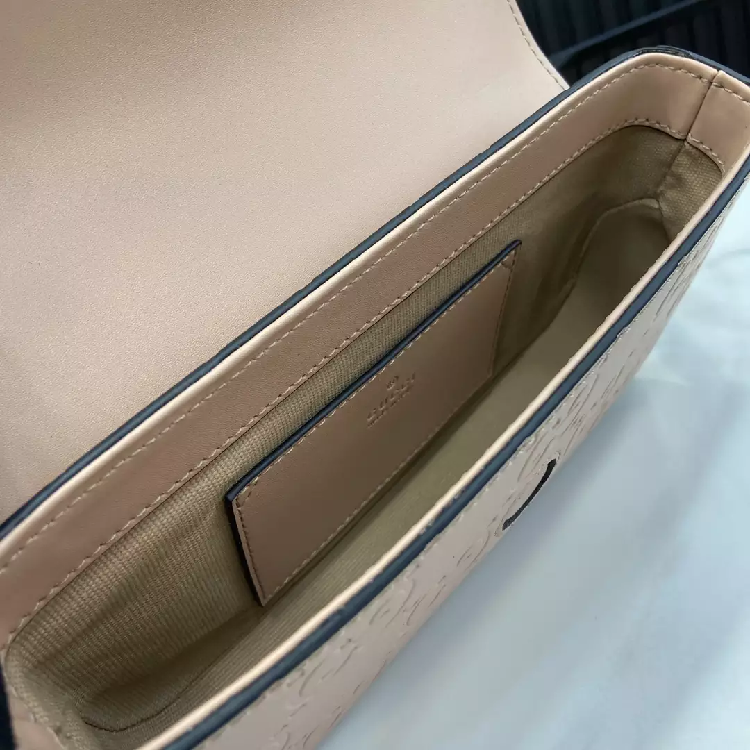 GG Super Mini Shoulder Bag in Rose Beige Leather - Repbags.ru - Image 10