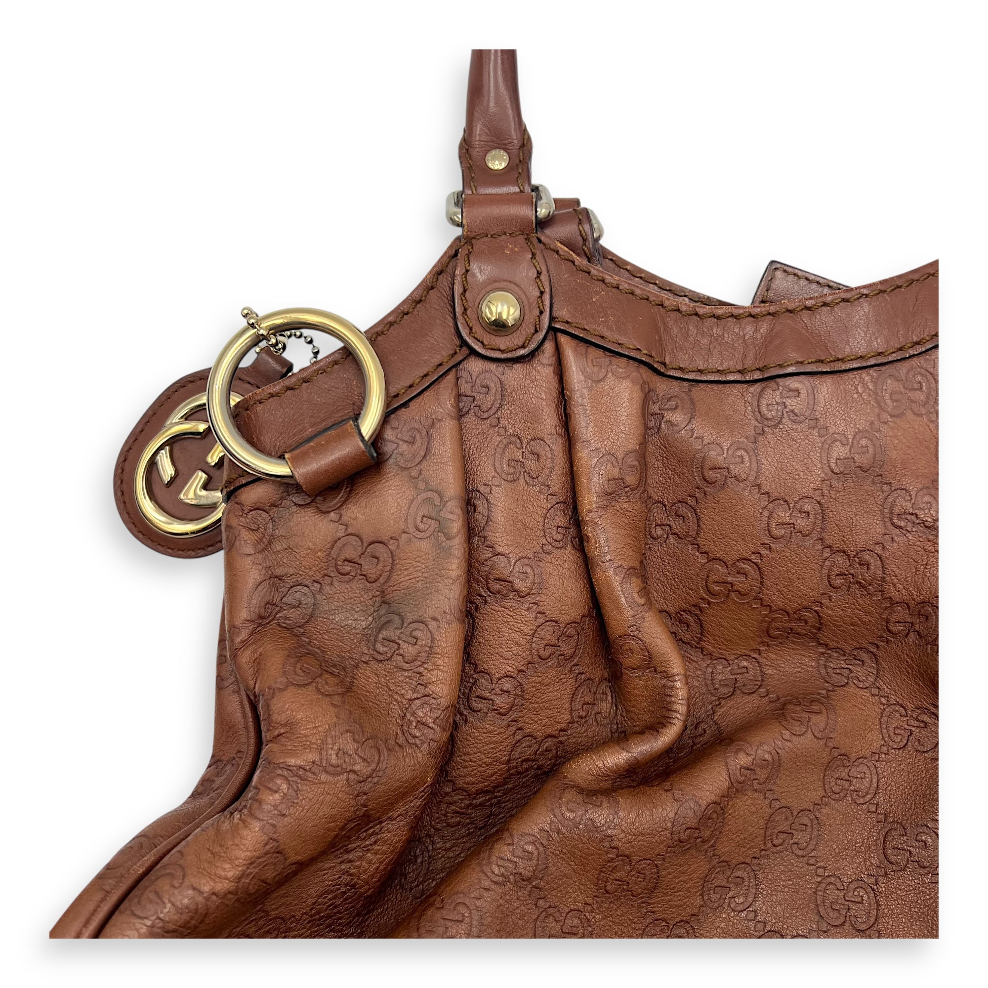 Shukey Shoulder Bag Brown in Calfskin, Gold hardware - Image 16
