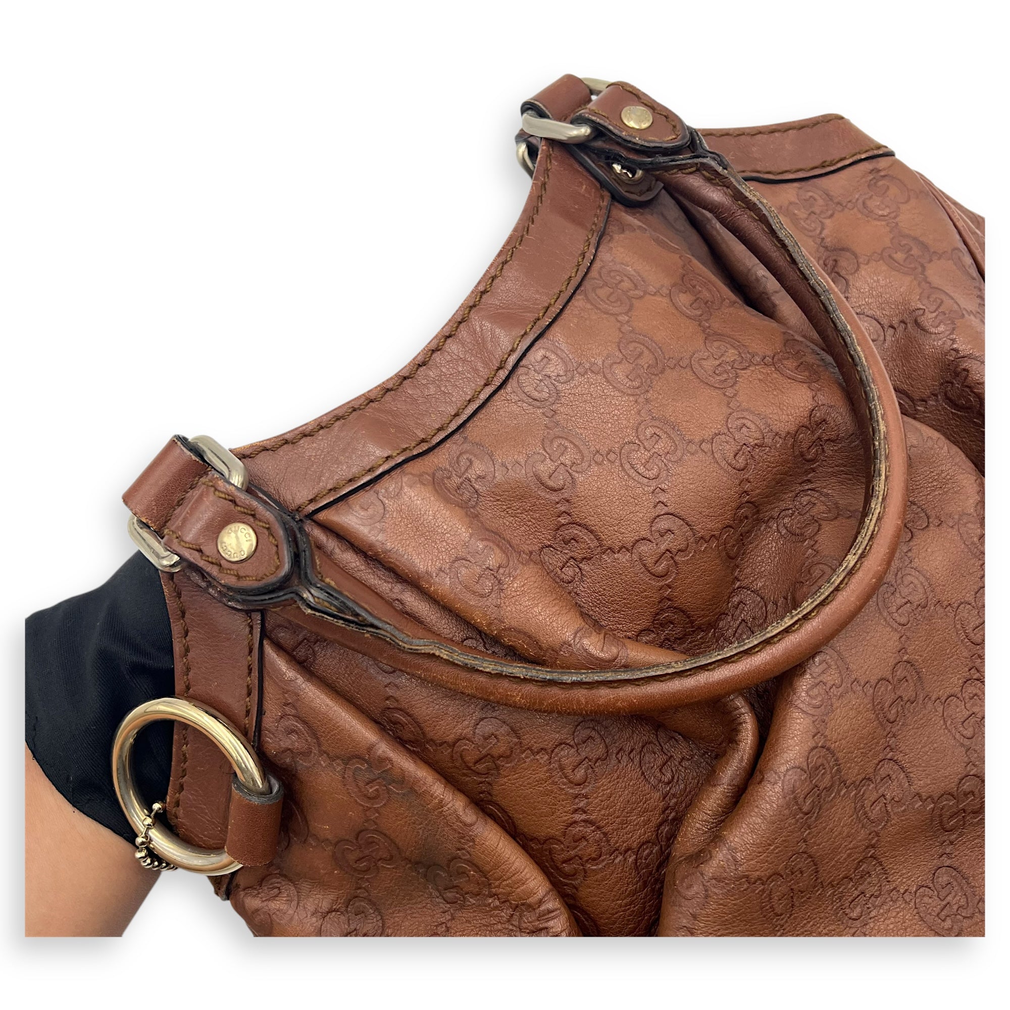 Shukey Shoulder Bag Brown in Calfskin, Gold hardware - Image 17