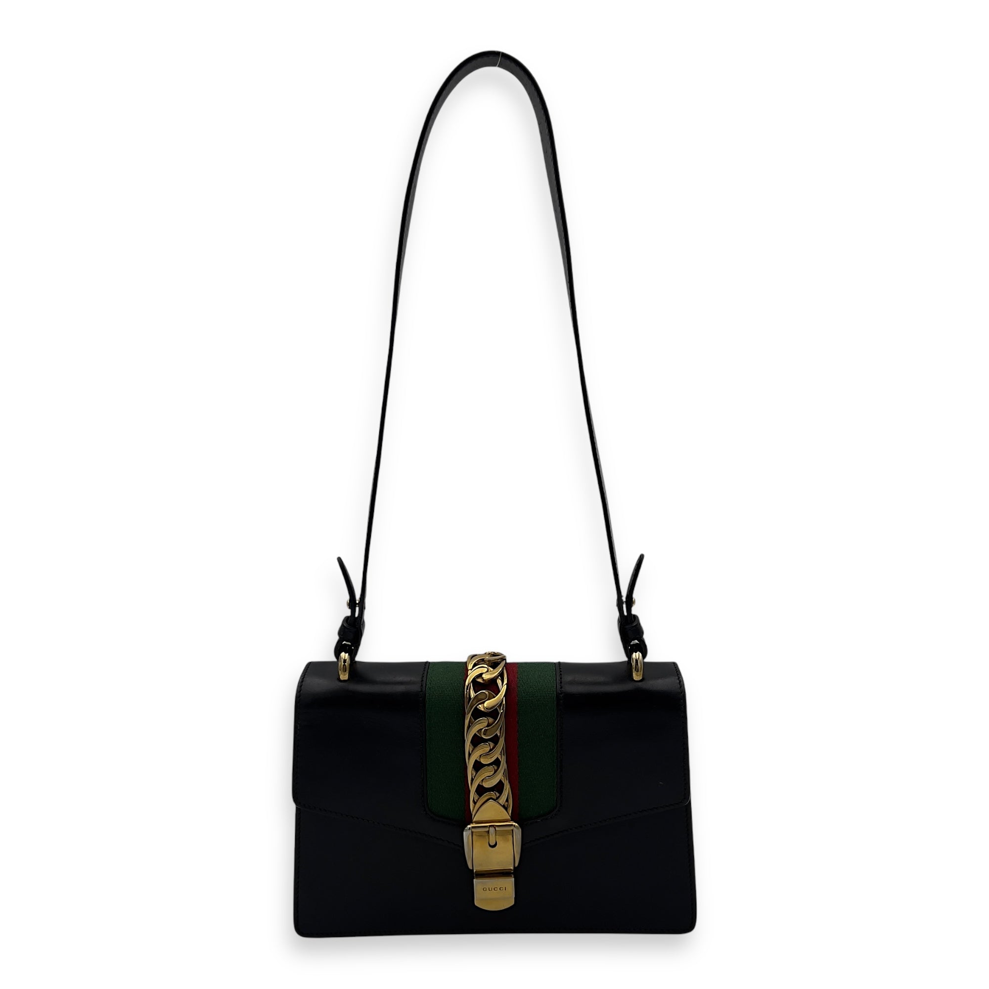 Sylvie Shoulder Bag Black in Calfskin, Gold hardware - Image 34